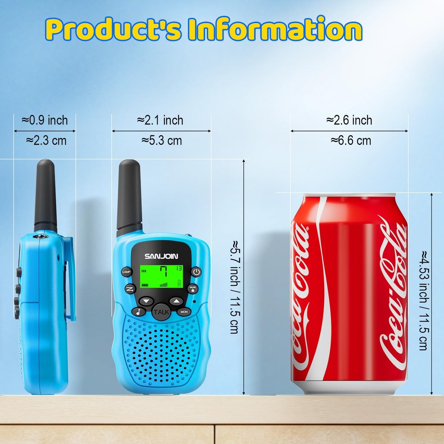 Rechargeable Walkie Talkies for Kids, 2000mAh, 2 Way Radios for Outdoor Fun, Age6