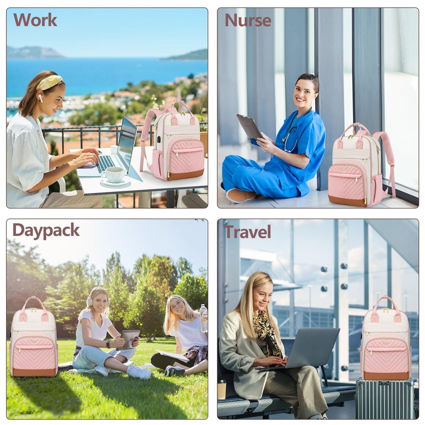 Stylish Waterproof School Backpack for Women & Teens   15.6" Laptop Bag with USB7