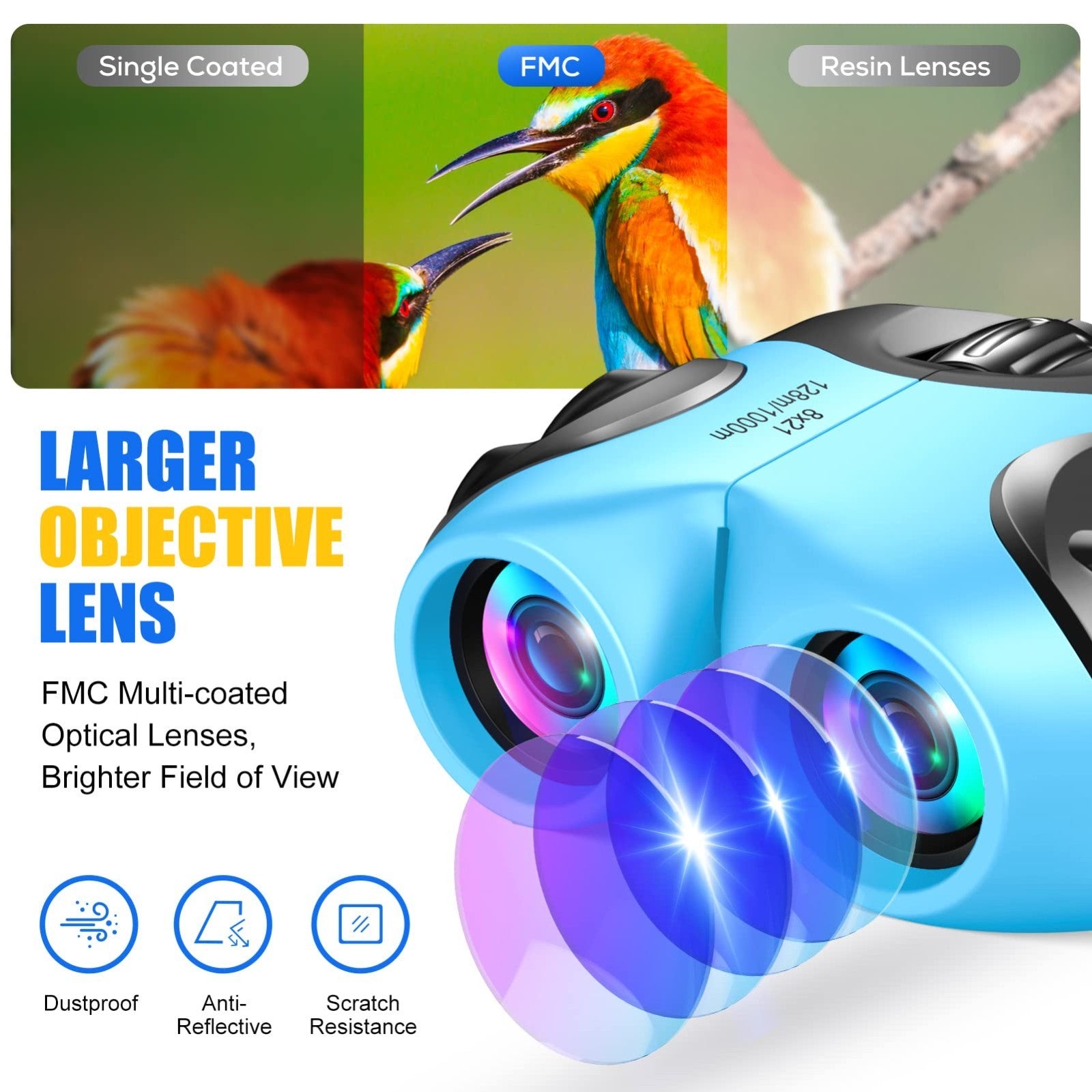 Compact Kids Binoculars   High Resolution, Shockproof, Lightweight & Portable3