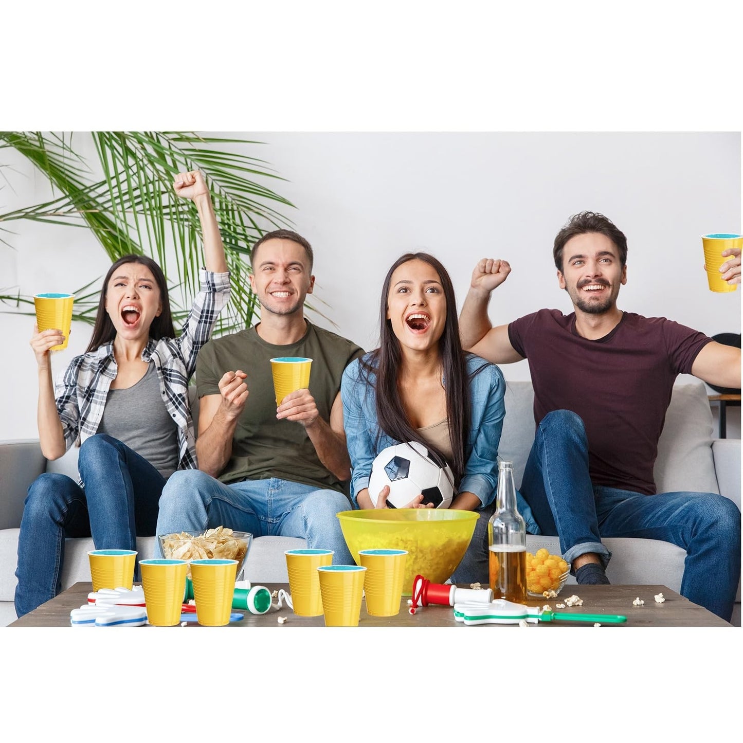 120 Pcs 16 oz Yellow Disposable Plastic Cups for Parties, BBQs, Picnics & Snacks3