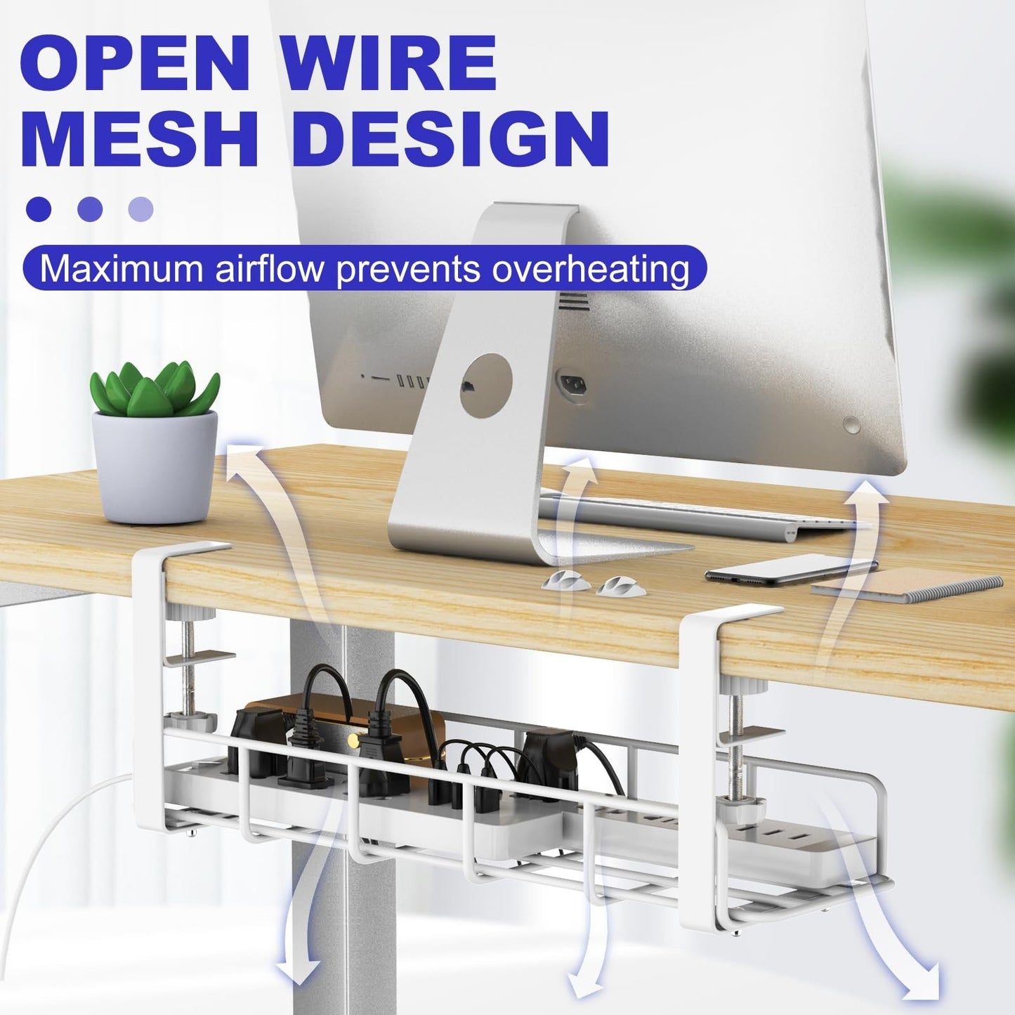Under Desk Cable Management Tray   No Drill Heavy Duty Steel Rack, 31.5", 2 Pack6