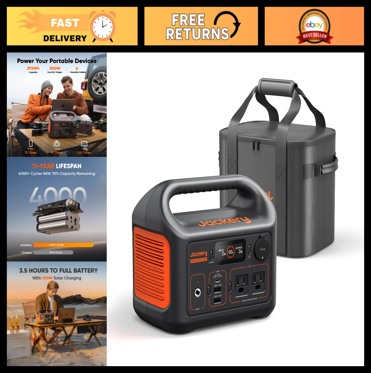 Portable Power Station 292Wh Backup Battery with Carry Bag   Solar Generator for0