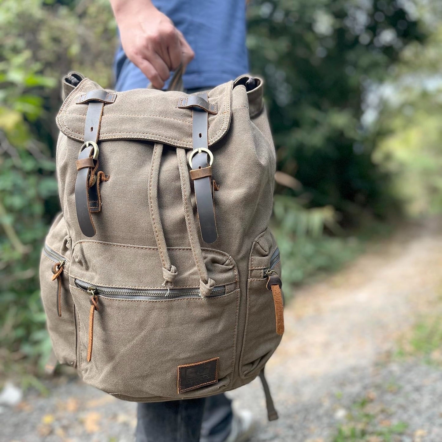 High Capacity Vintage Canvas Backpack for School, College, Hiking & Travel   Fit2