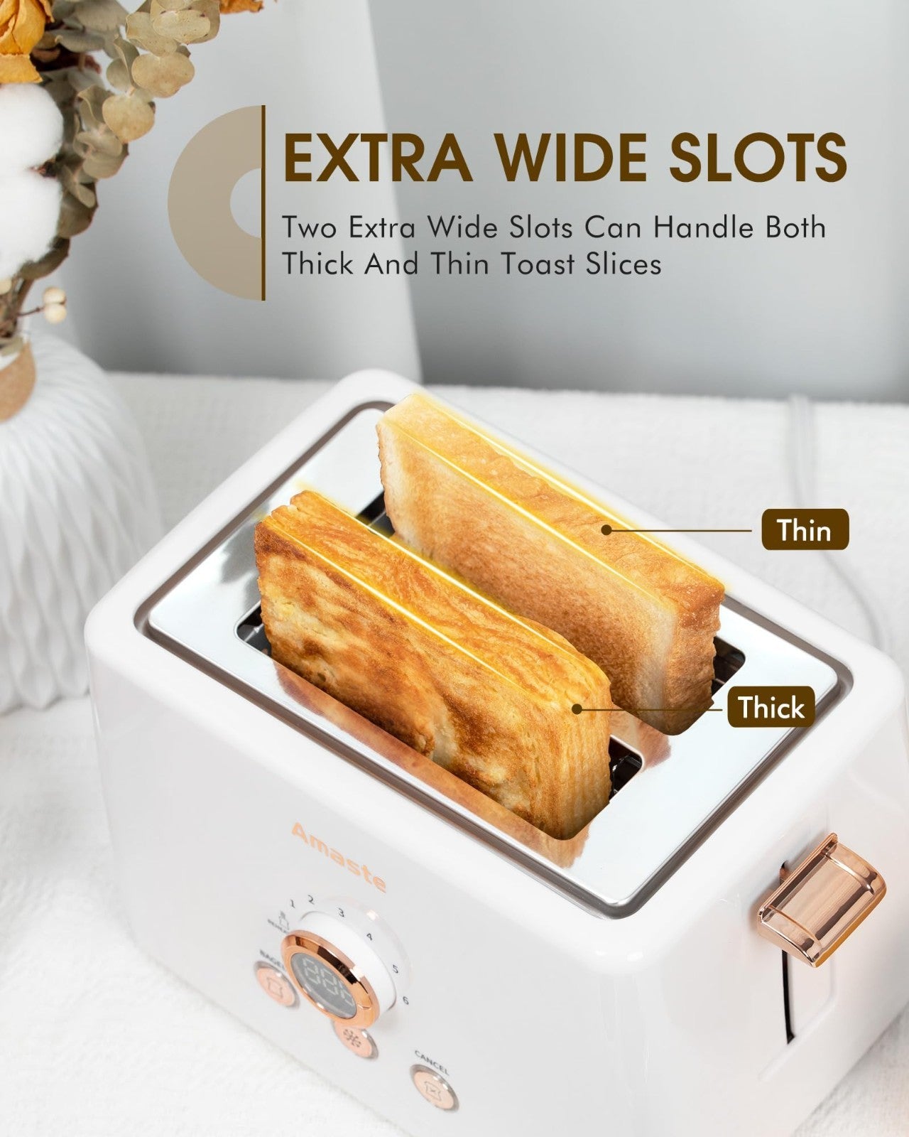 Retro 2 Slice Toaster with LED Display, Extra Wide Slots, 6 Shade Settings, Bage5
