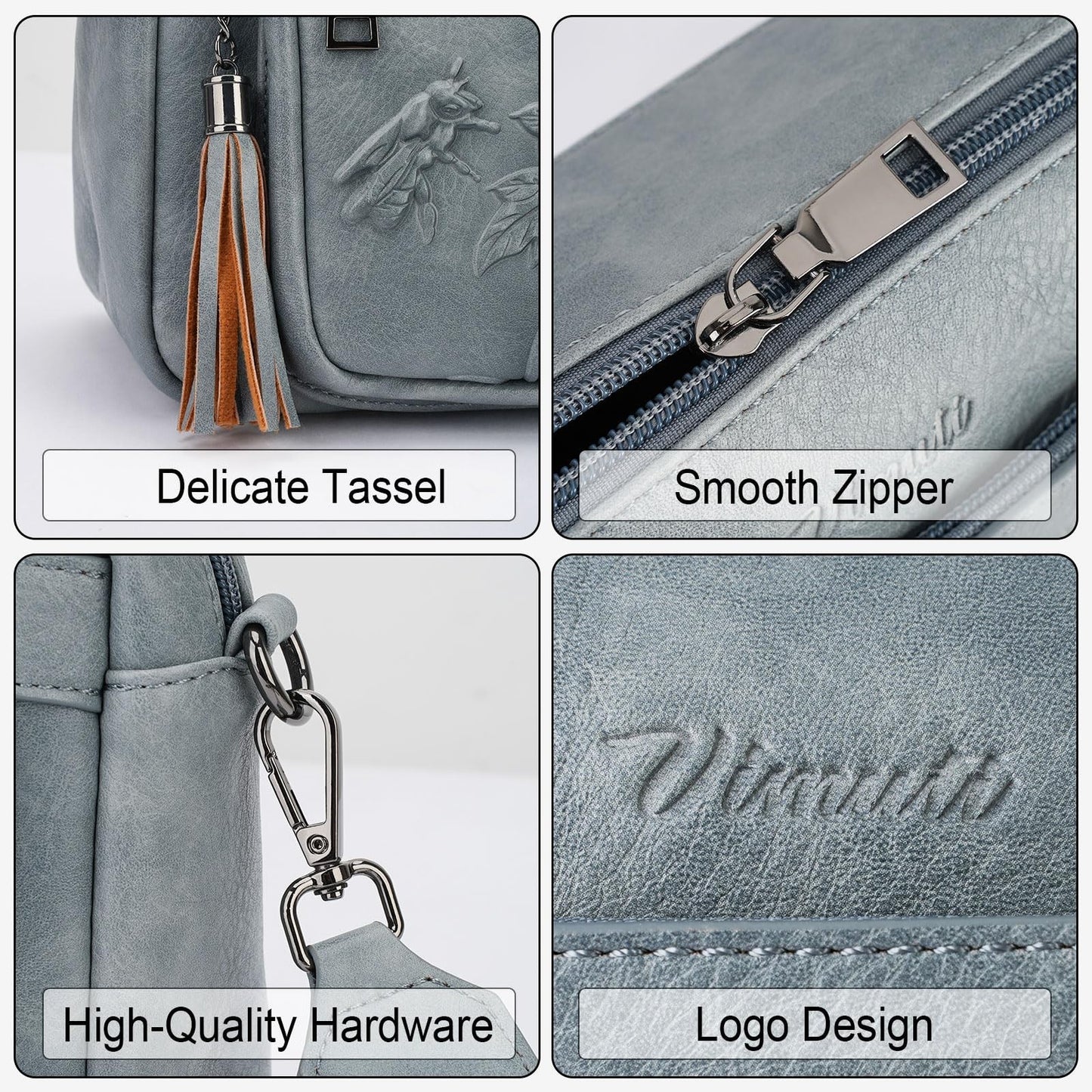 Vegan Leather Crossbody Bag for Women, Embossed Stylish Purse, Fashion Handbag5