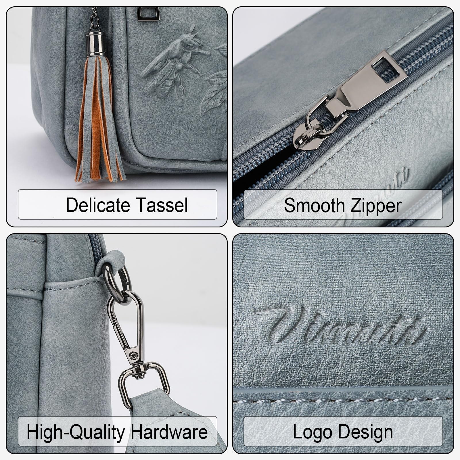Vegan Leather Crossbody Bag for Women, Embossed Stylish Purse, Fashion Handbag5