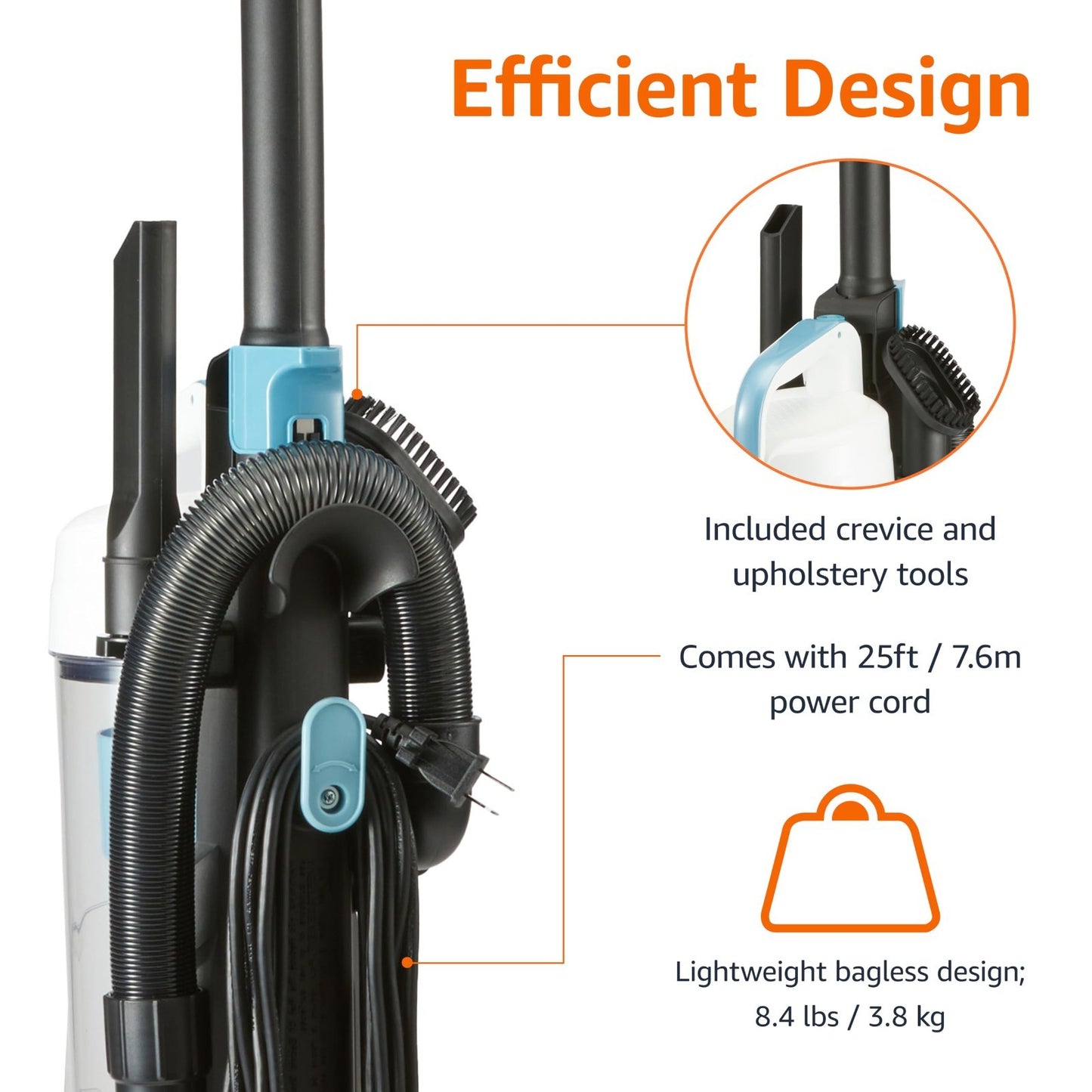 Lightweight Bagless Vacuum Cleaner for Carpet & Hard Floors, Washable Filter, To3