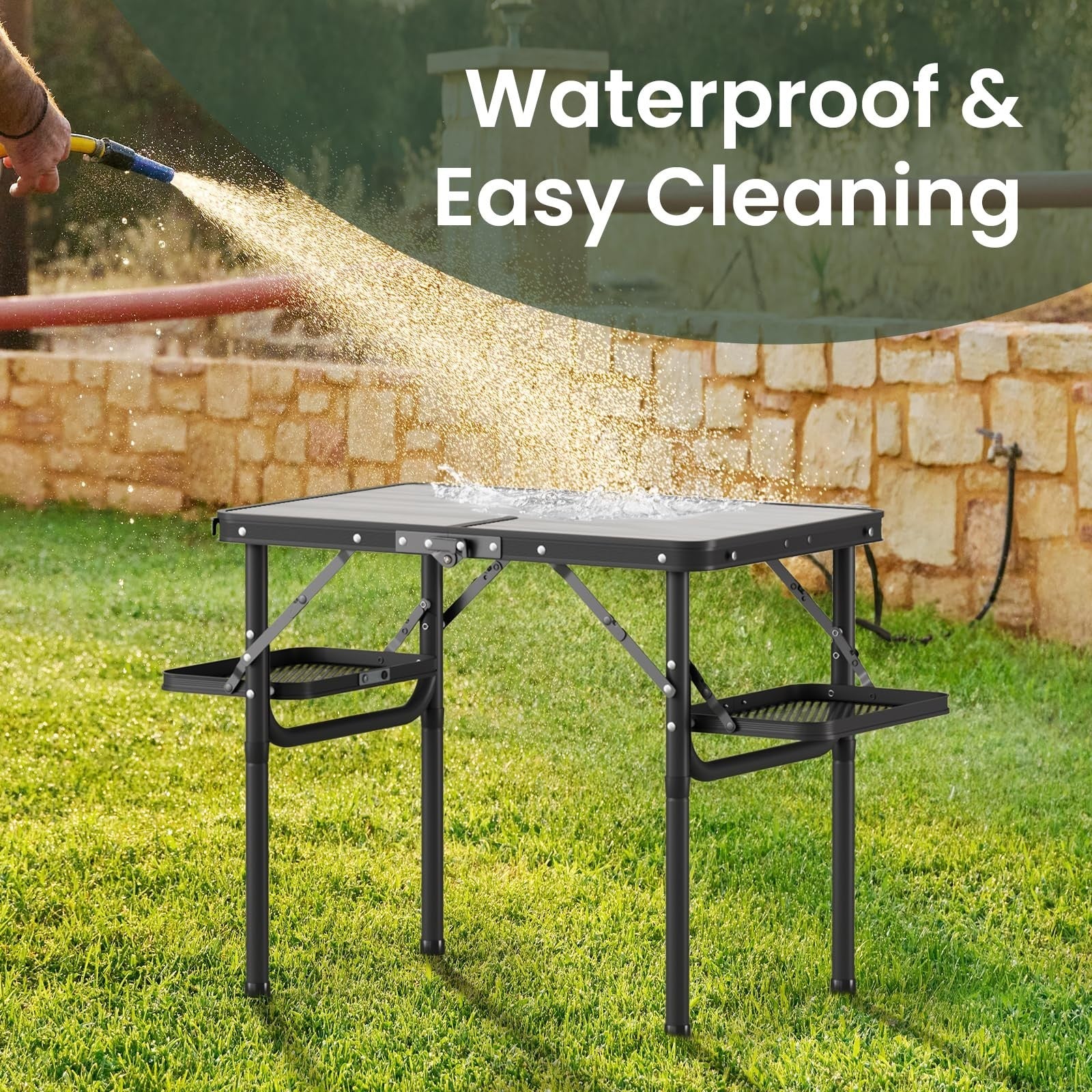 Portable Folding Camping Table 2ft - Lightweight Picnic Desk with Storage Racks7