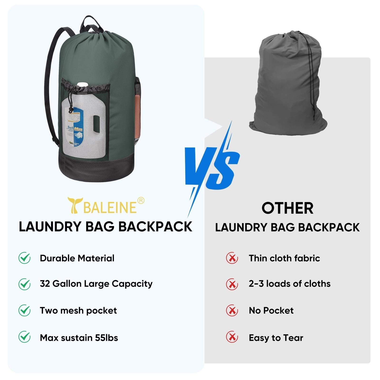 Large 120L Laundry Backpack Bag - Durable Oxford Fabric, Shoulder Straps & Mesh4