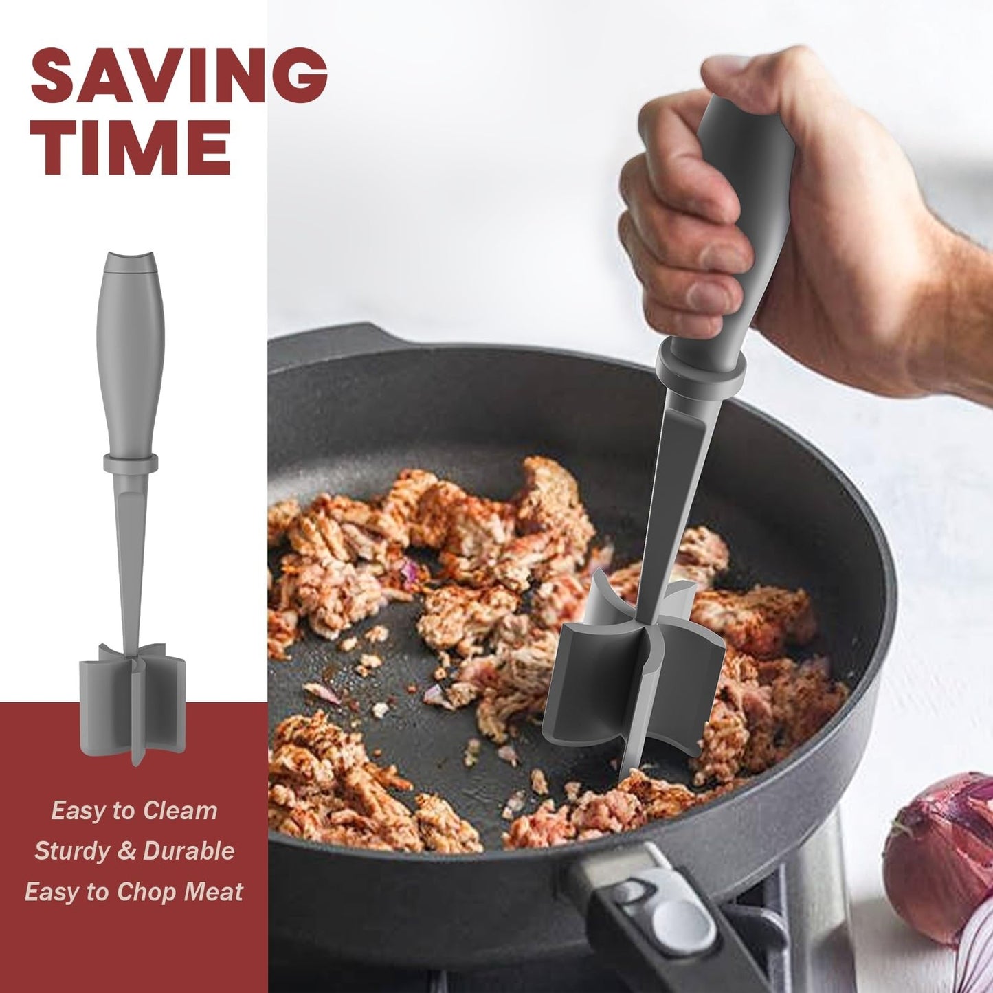 Meat Chopper & Hamburger Grinder Tool   5 Blade Heat Resistant Smasher, Dishwash4