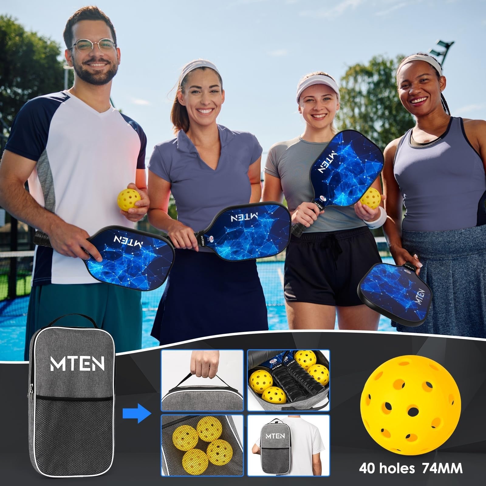 Pickleball Paddle Set of 2/4/1 - USAPA Approved Fiberglass Rackets, Lightweight5