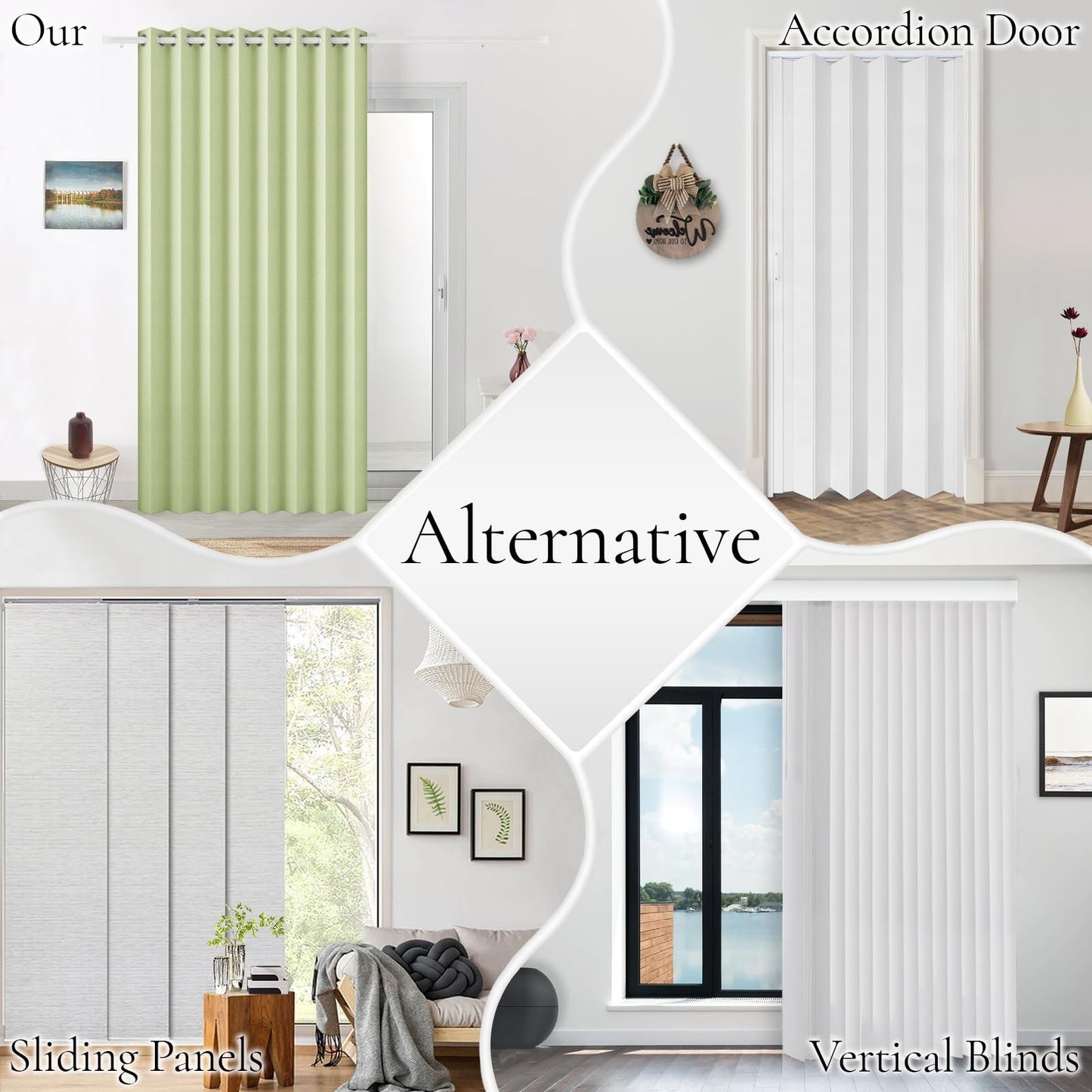 100% Blackout Magnetic Door Curtain for Closet, Kitchen, Laundry, 1 Panel, W45 x5