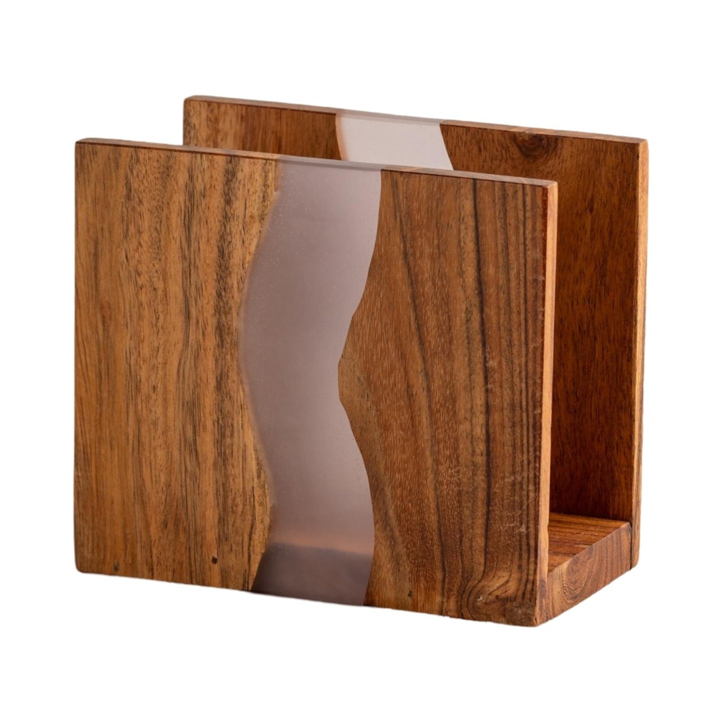 Rustic Acacia Wood & Epoxy Resin Napkin Holder - Farmhouse Kitchen Organizer 6x51