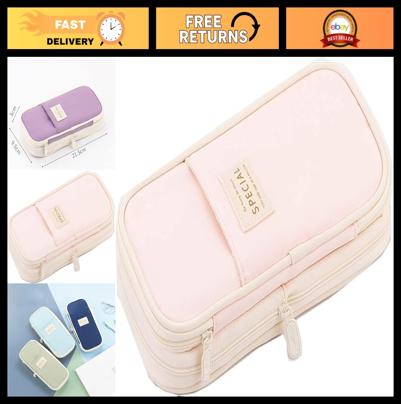 Large Storage Pencil Case Organizer   Zippered Pen Bag for Office & Travel, Big0