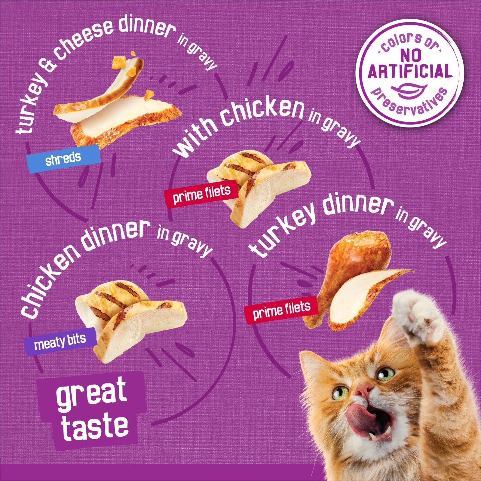 Variety Pack Wet Cat Food   Poultry Shreds, Meaty Bits & Prime Filets   64 Cans6