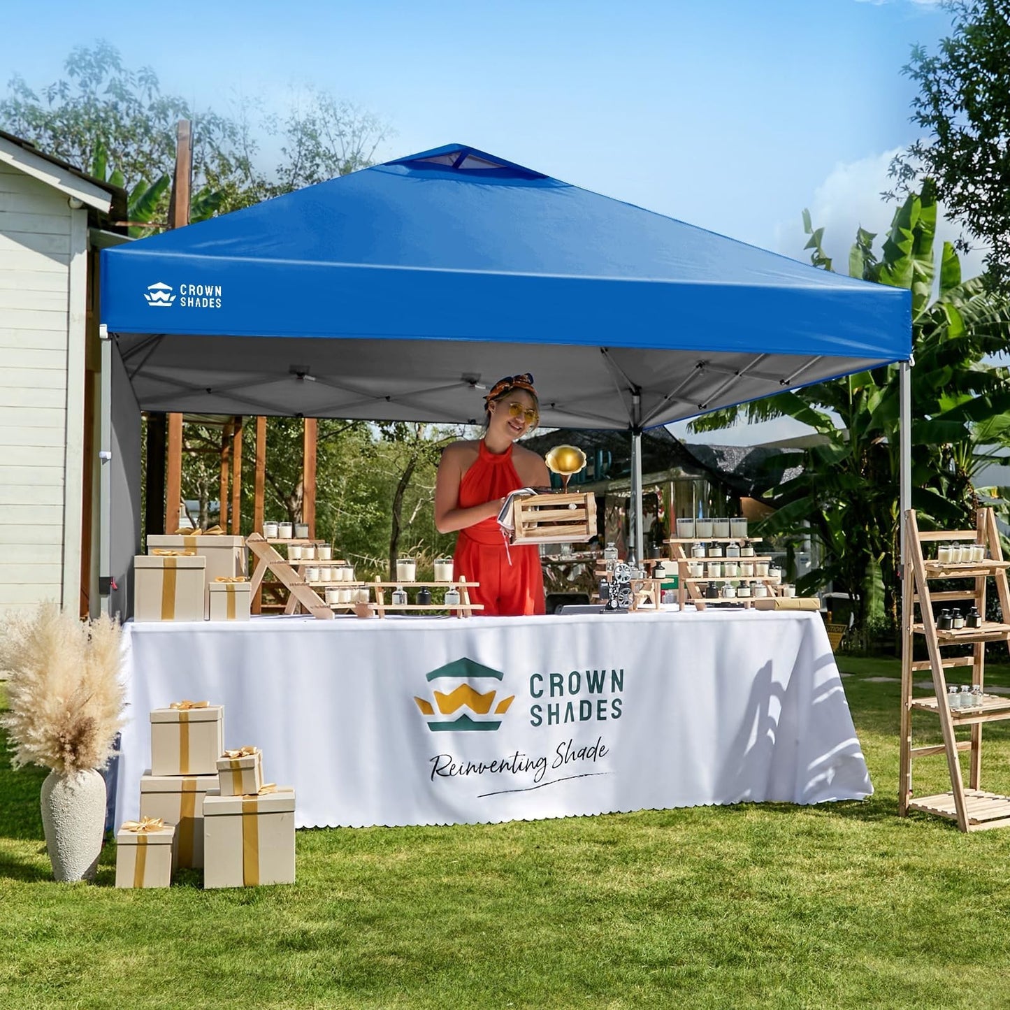 12x12 Pop Up Canopy Tent with Side Wall, Easy Setup Outdoor Gazebo, Beach Shade,2