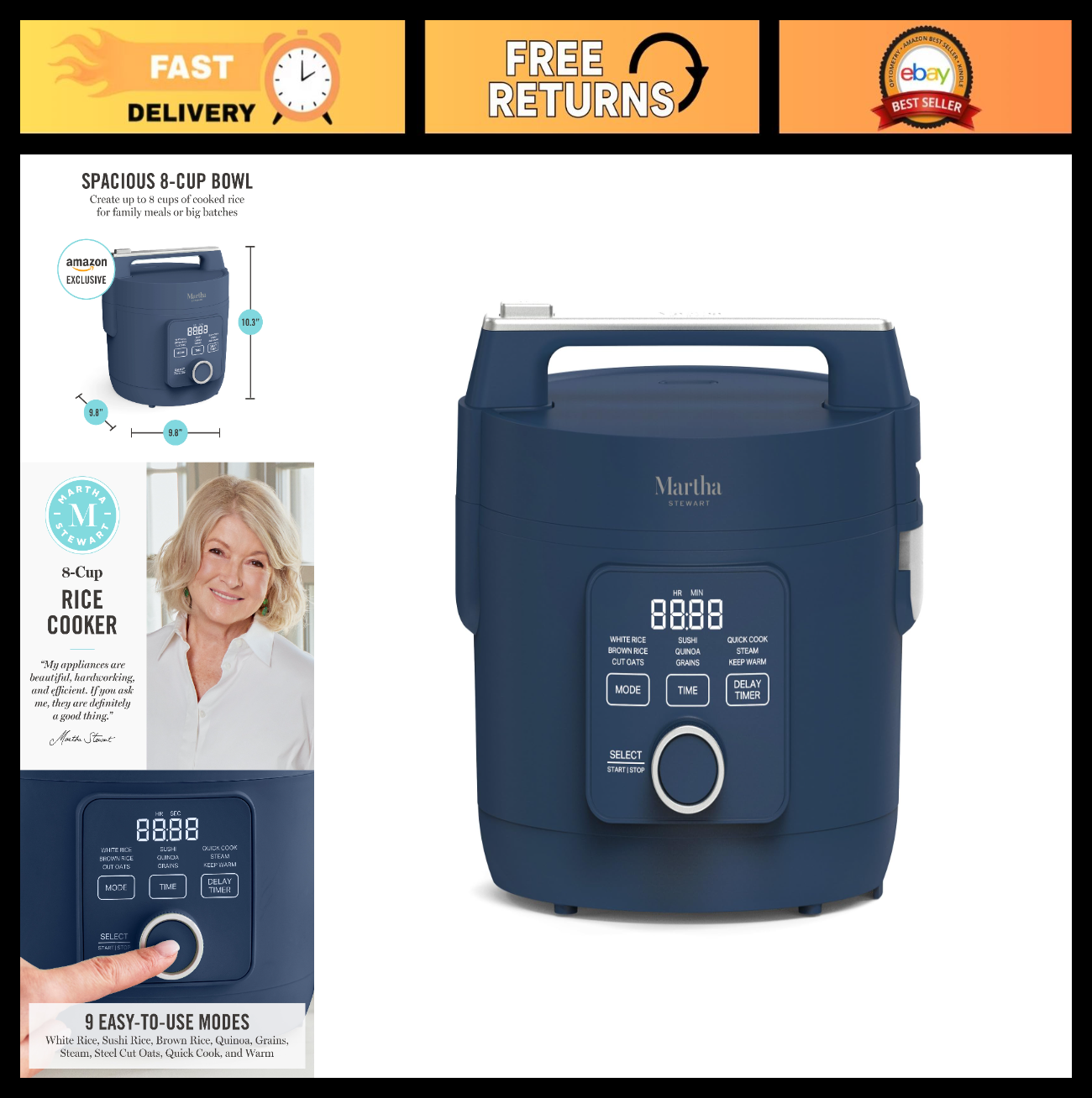 4-Cup Rice Cooker with Non-Stick Pot, Keep Warm, Steam Basket, Quick Cook, Indig0