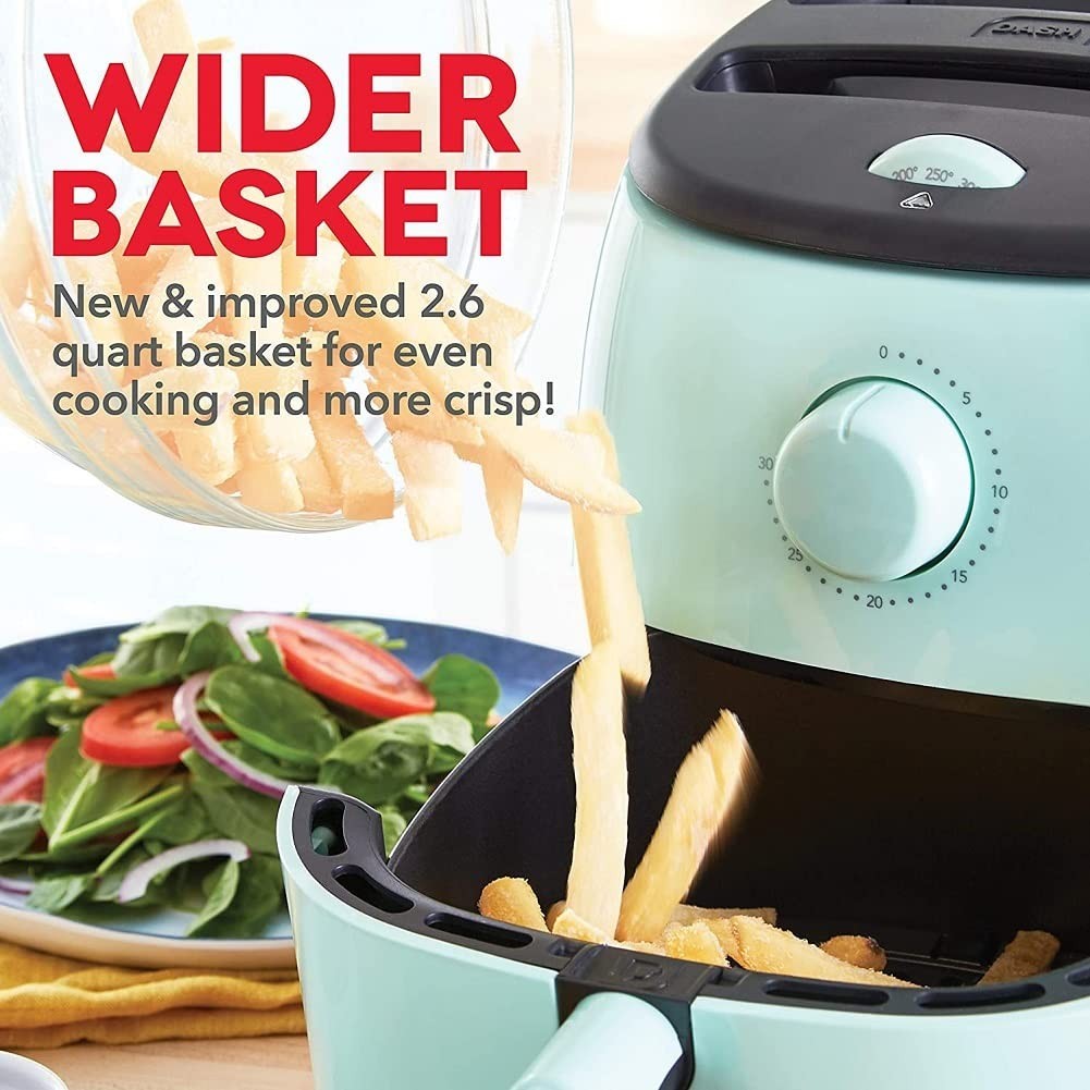 Compact Air Fryer with Adjustable Temperature Control - 2.6 Quarts - Nonstick Ba6