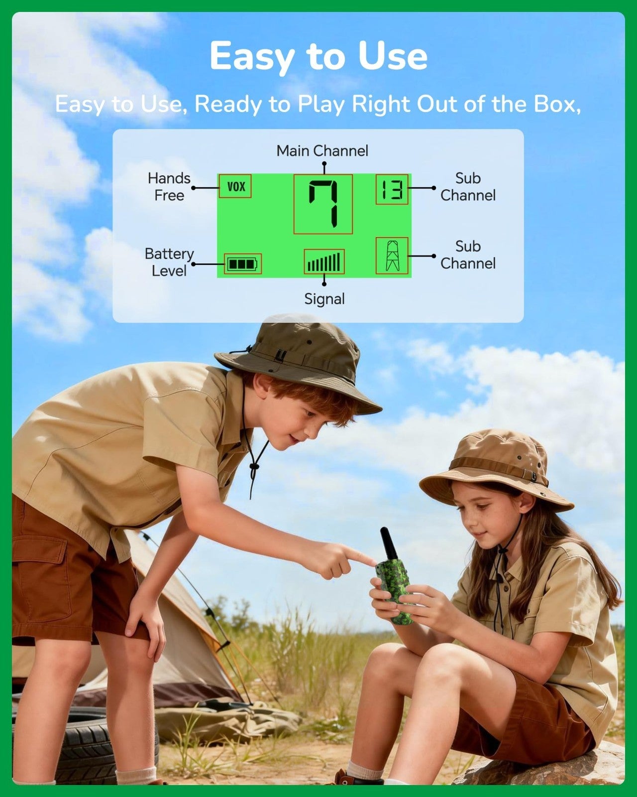Kids Walkie Talkies   3 Miles Range Outdoor Toys for Ages 3 12, Perfect Birthday4