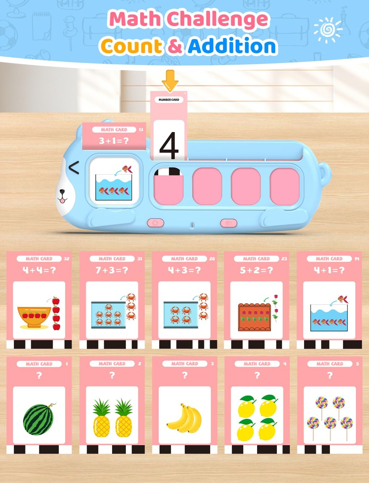 Phonics Learning Toy for Kids - Talking Flash Cards, Sound Machine, Math & Readi4