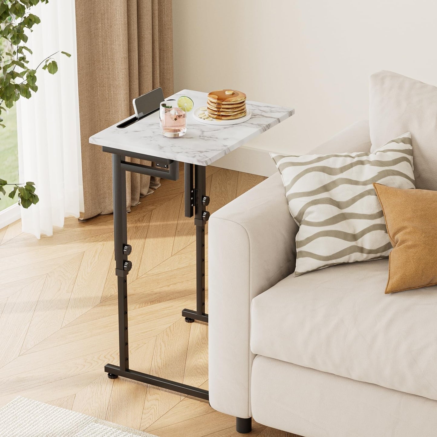 Folding C-Shaped TV Tray Table - Adjustable, Slide Under Couch, No Assembly, Mar2