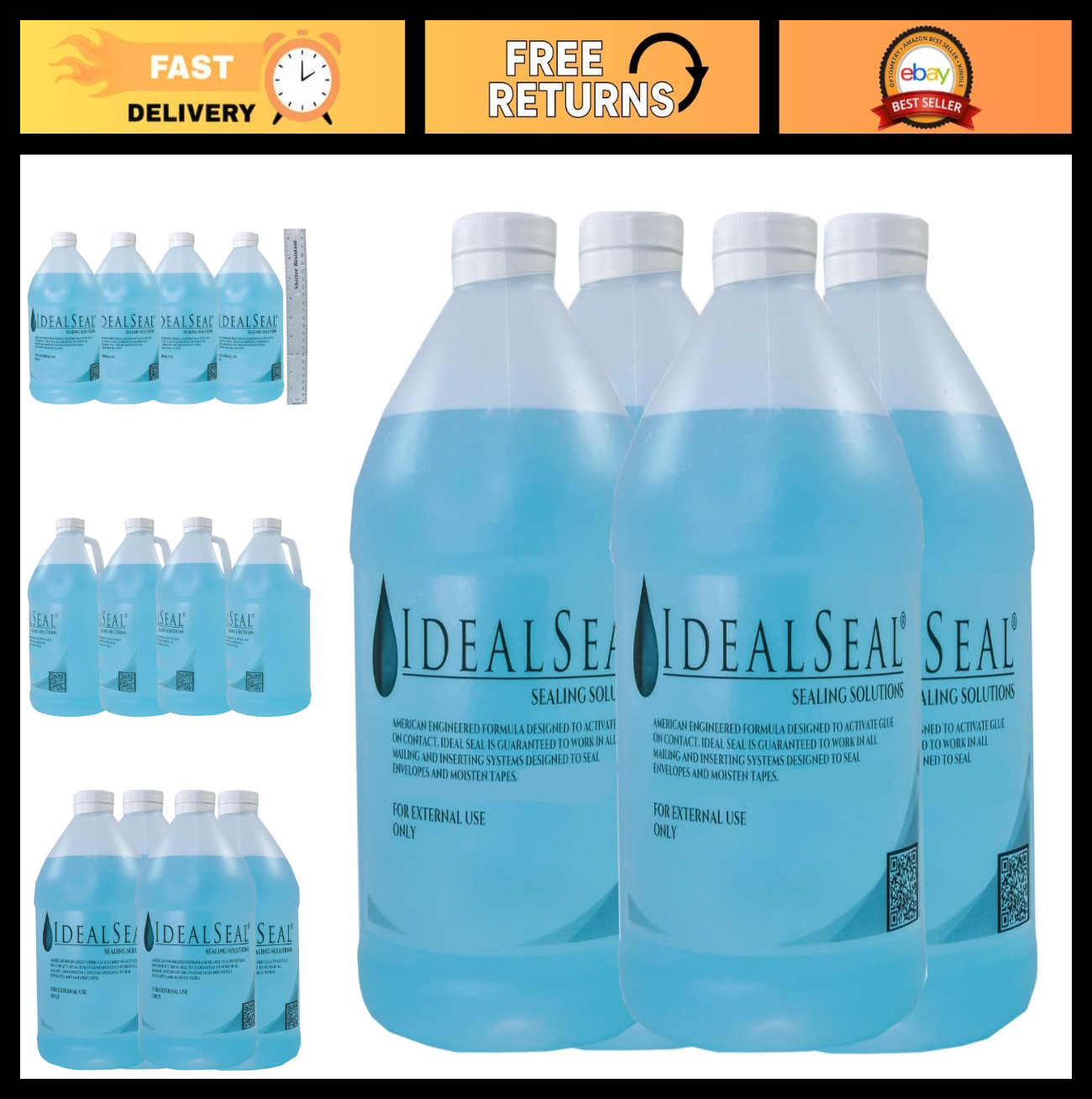 Sealing Solutions for Postage - 4 Half Gallon Containers, Ideal for Shipping & P0