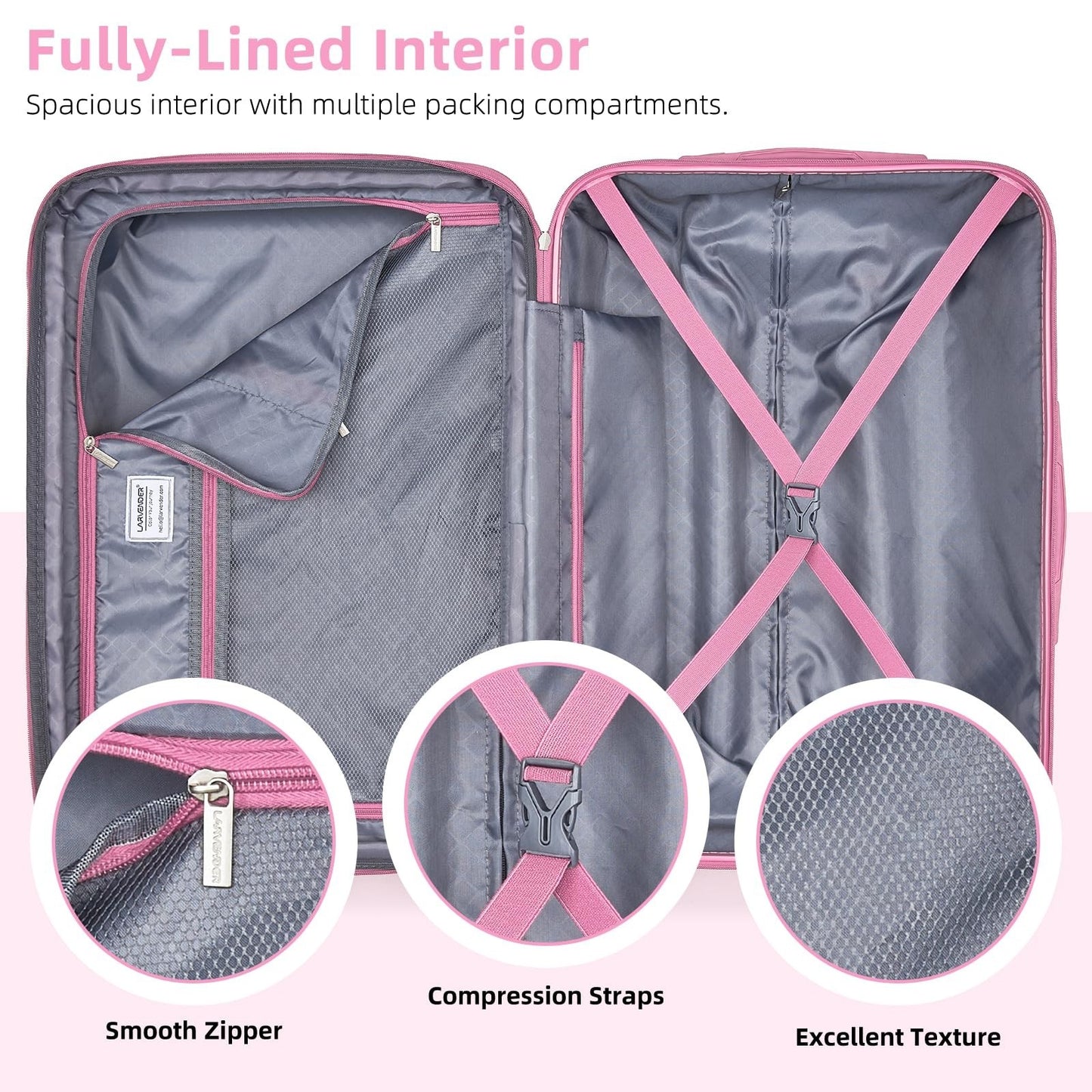 3-Piece Carry-On Luggage Set - 20" Hardshell Suitcase, TSA Lock, 360° Wheels, Ba7