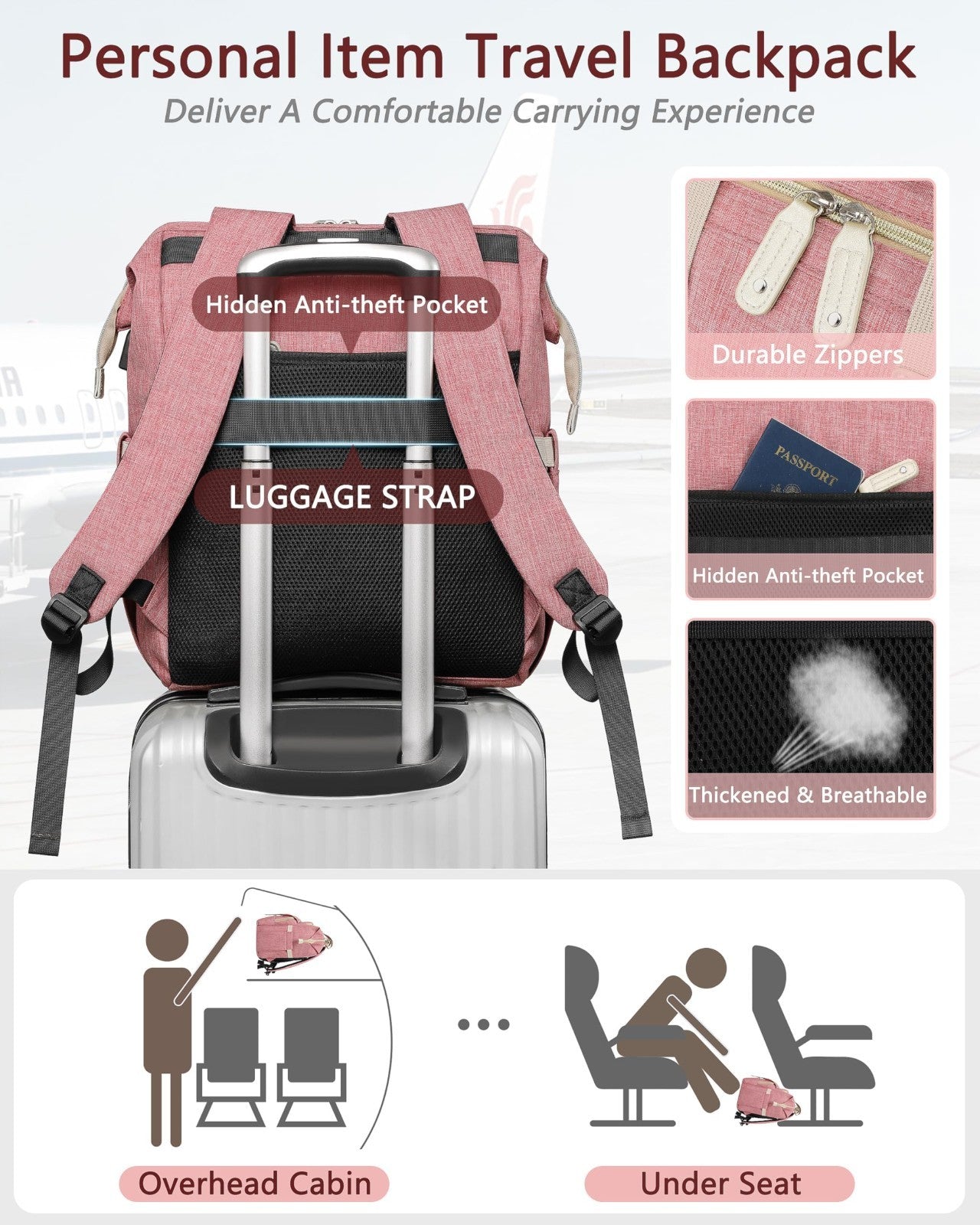 Large Women’s Backpack for 15.6" Laptop, Water-Resistant Travel Bookbag, School4