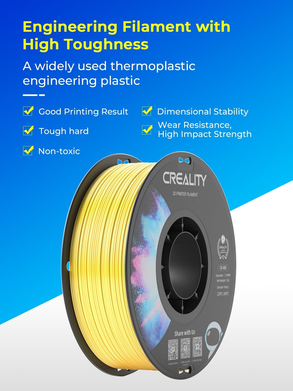 ABS 3D Printer Filament 1.75mm 4kg Bundle - Odorless, Non-Toxic, Tough & Stable1