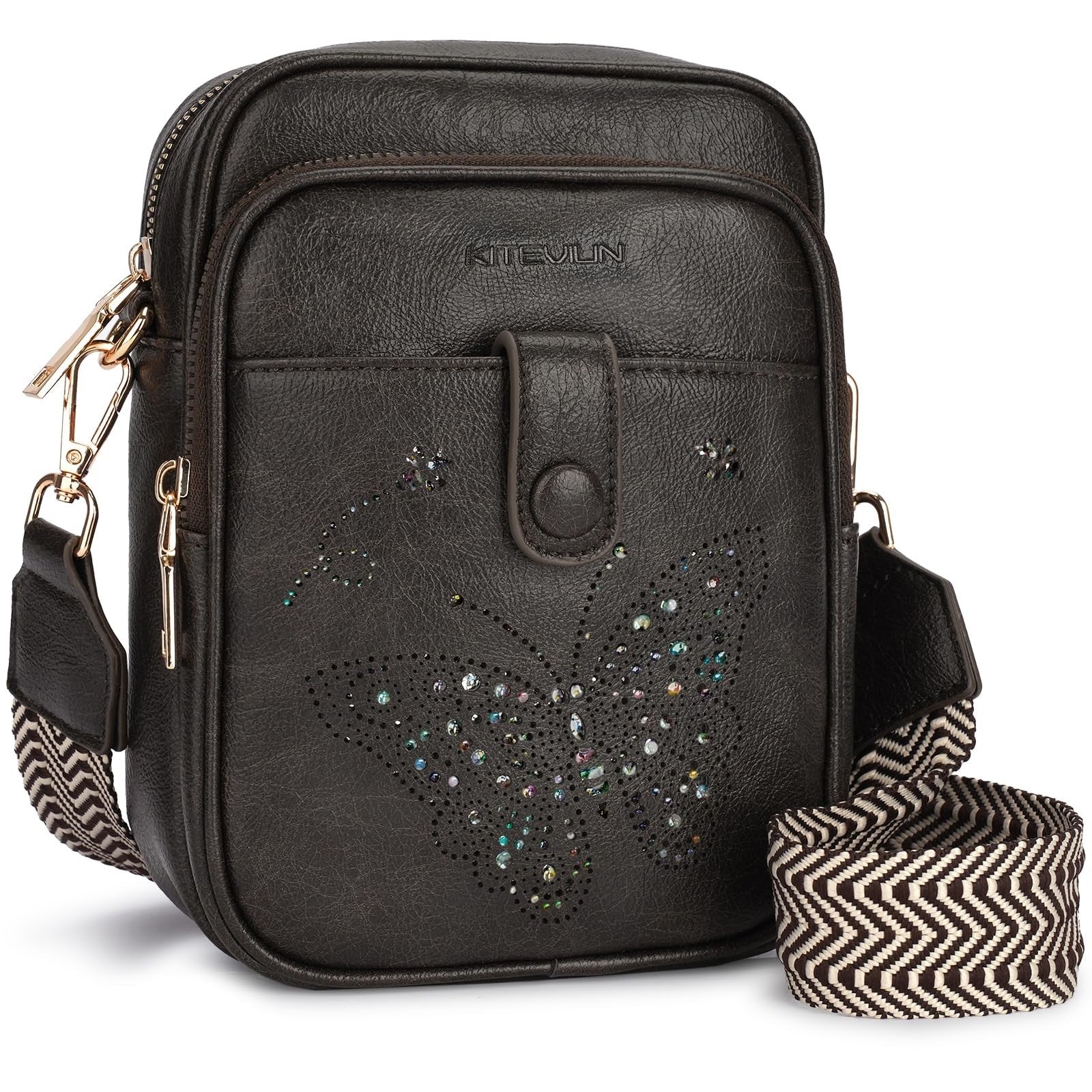 Leather Crossbody Bag for Women - Small Shoulder Purse with Adjustable Strap & R1