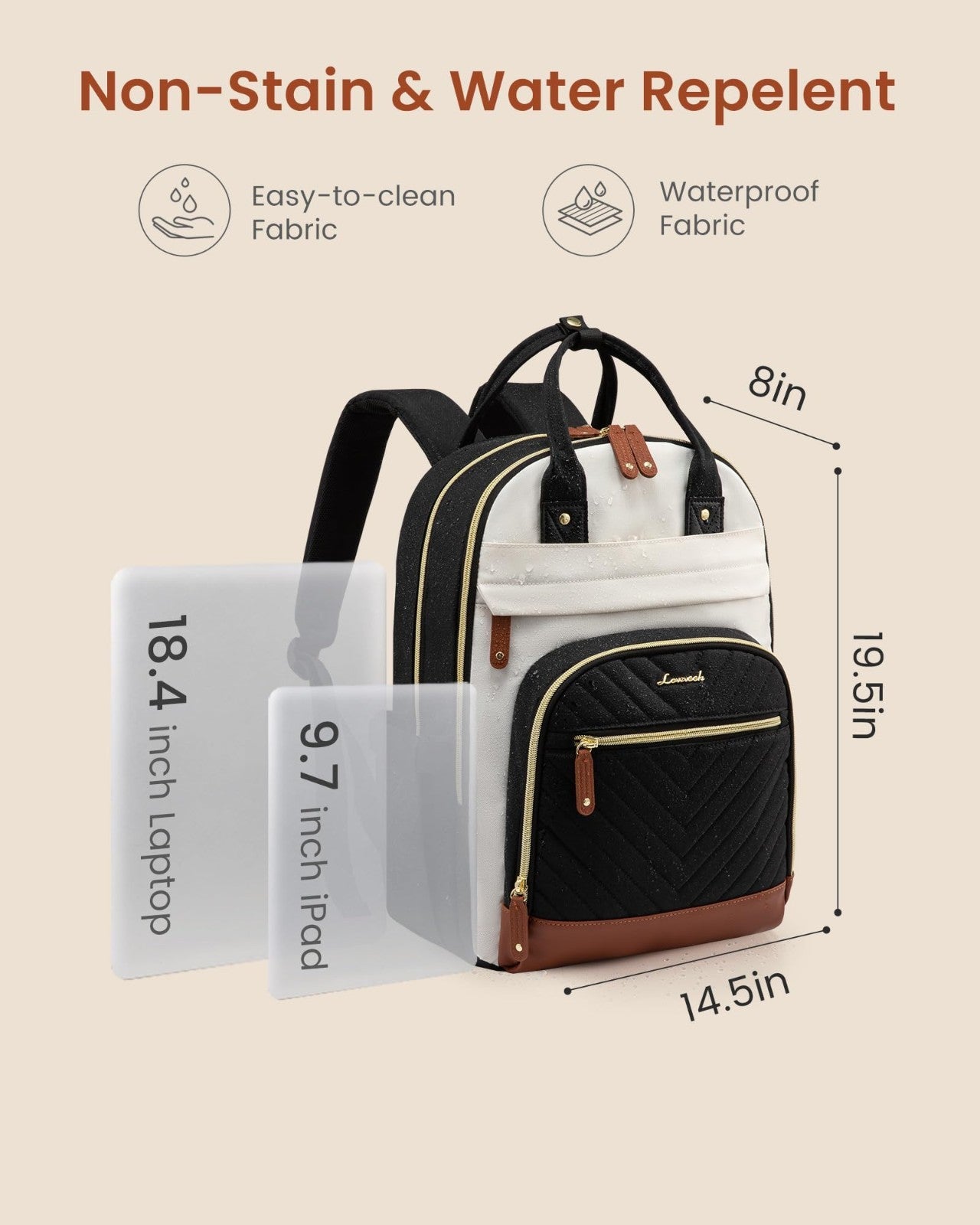 Stylish Waterproof Laptop Backpack with Tumbler Holder, 18" Work & Travel Bag, C3