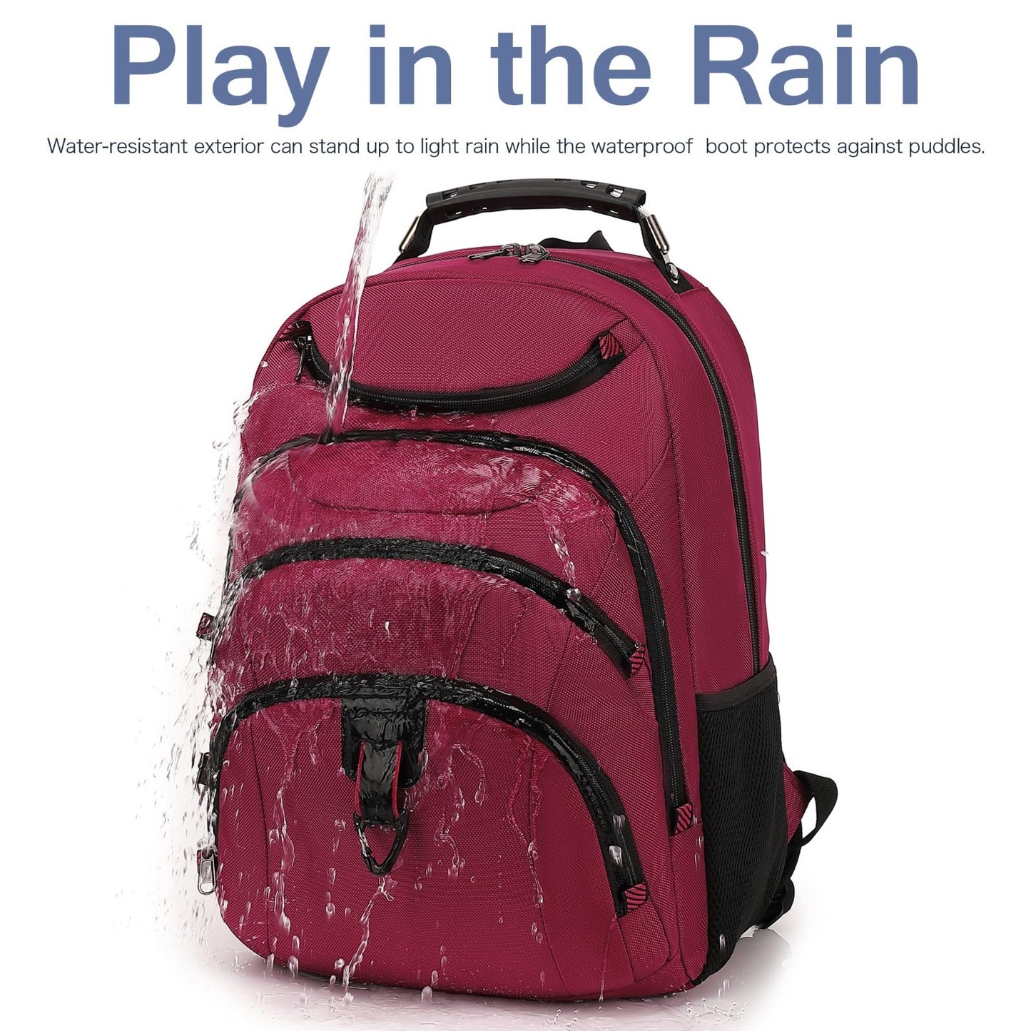 Waterproof 15.6" Laptop Backpack with USB Port, Anti Theft Travel Bag, Red3