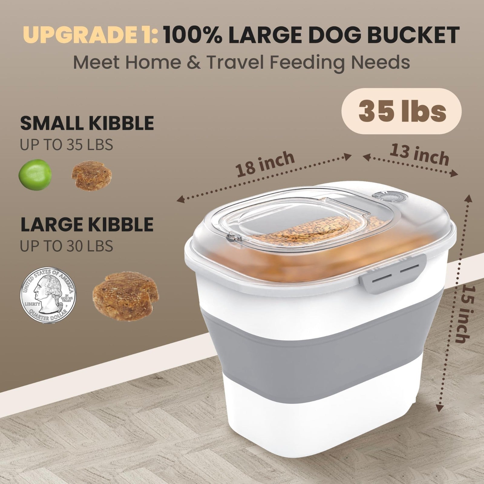 Collapsible Dog Food Storage Container on Wheels   32 35 Lbs Capacity, Airtight2