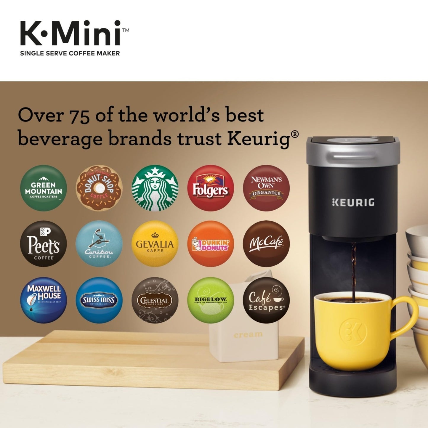 Compact Single Serve Coffee Maker, 6-12oz Brew Size, Cord Storage, Ideal for Sma9