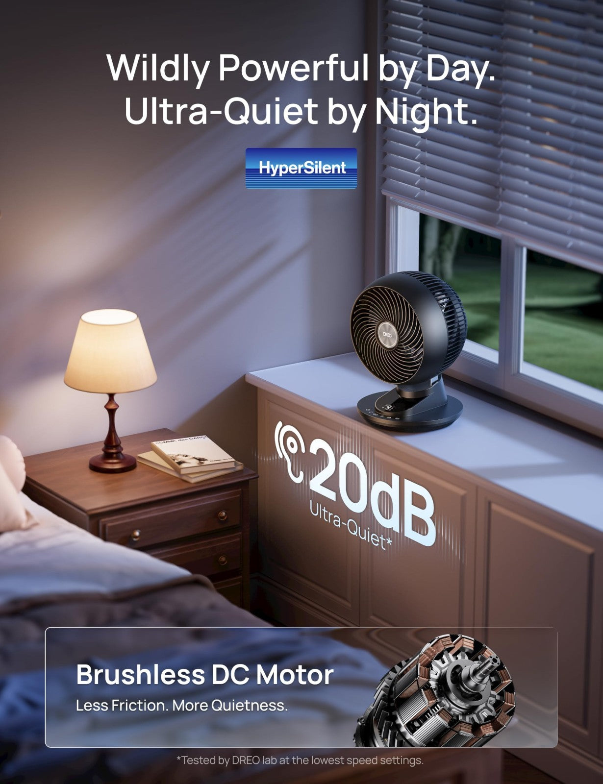 Powerful 12" Smart Desk Fan, 85 ft Airflow, Quiet 20dB, Oscillating, App/Voice C5