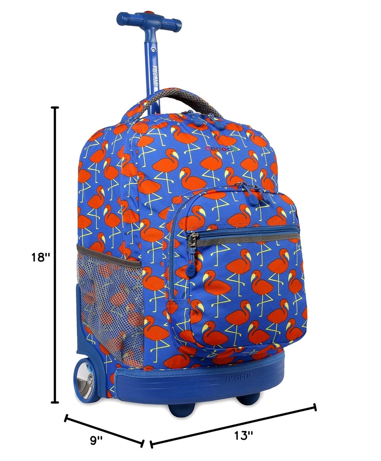 Kids Rolling Backpack with Wheels, 18" Bookbag for School, Flamingo Design, Unis2