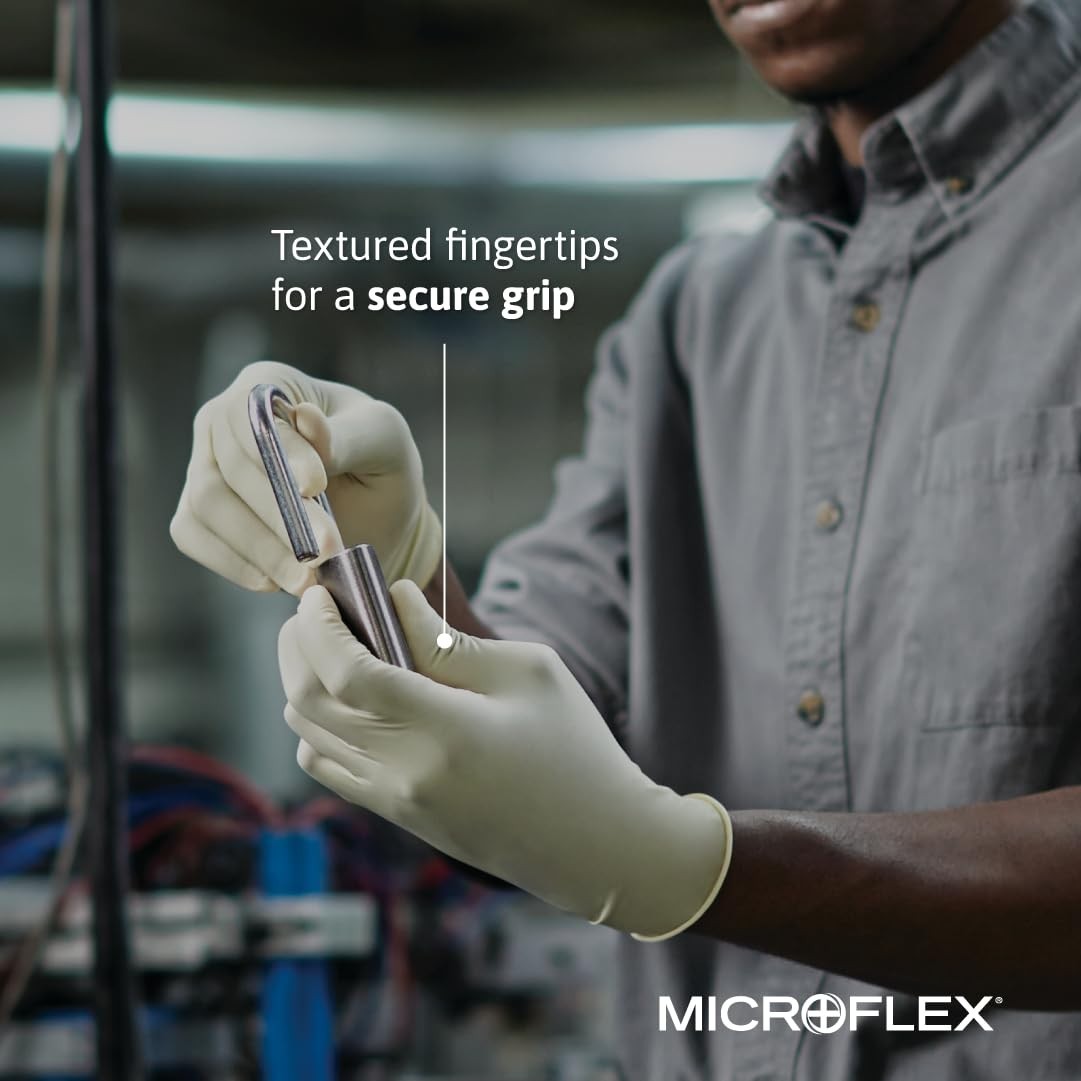 Disposable Latex Gloves - Large, Diamond Grip for Automotive & Healthcare - 10003
