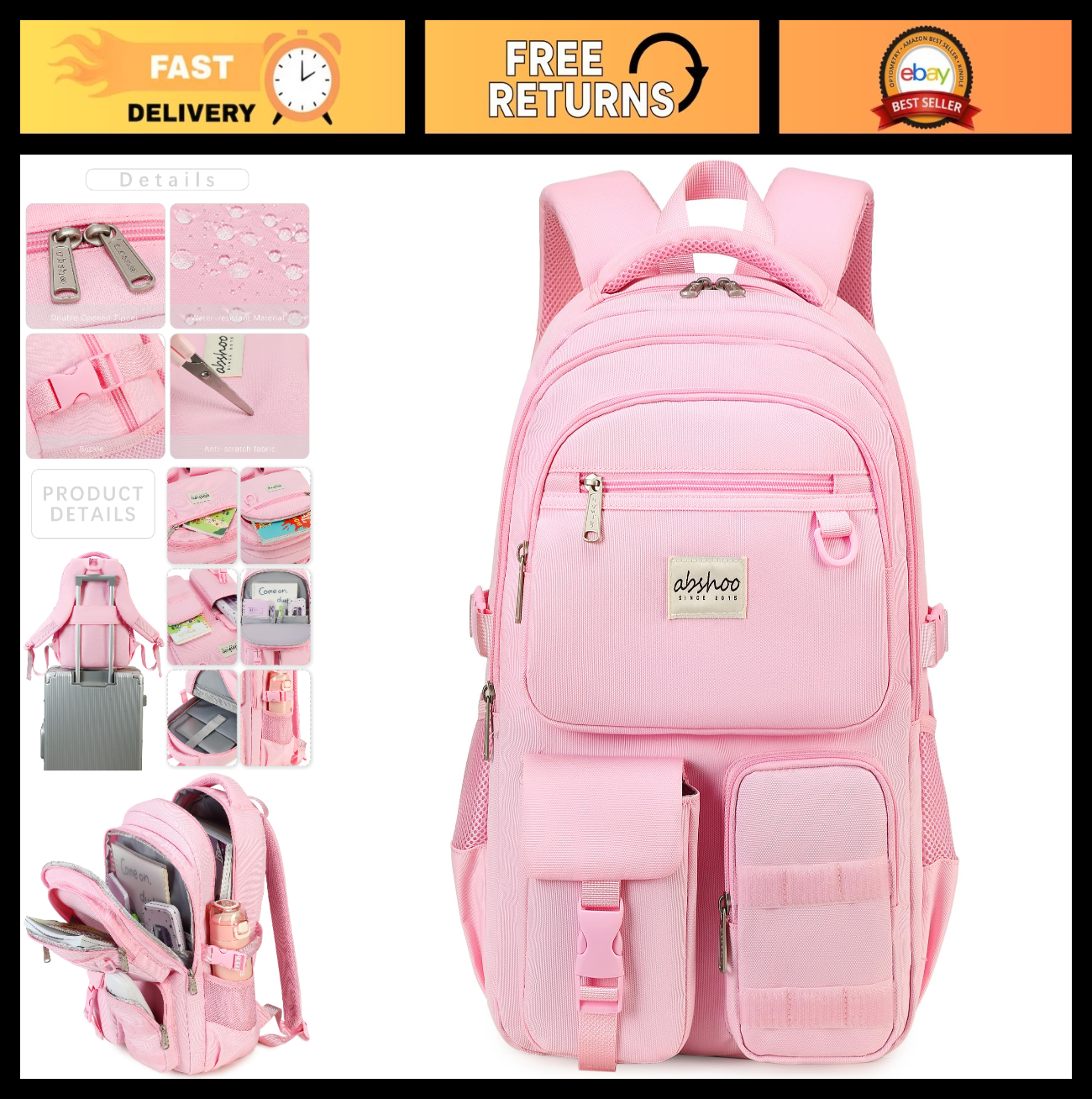Large Heavy Duty Backpack for School & College   Multi Pocket Travel Bookbag0