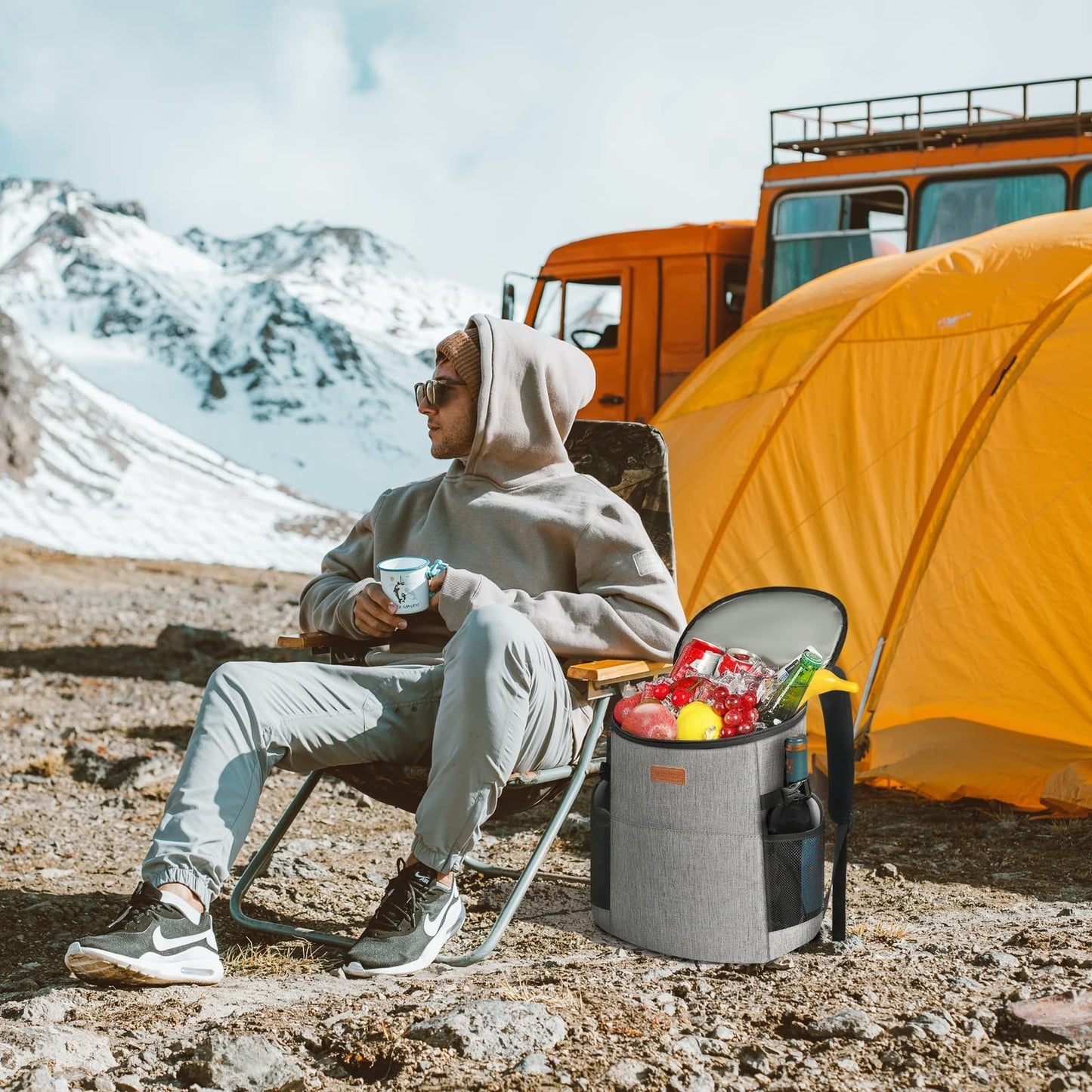 Insulated Backpack Cooler for 30-45 Cans, Waterproof Thermal Bag for Picnic & Tr4