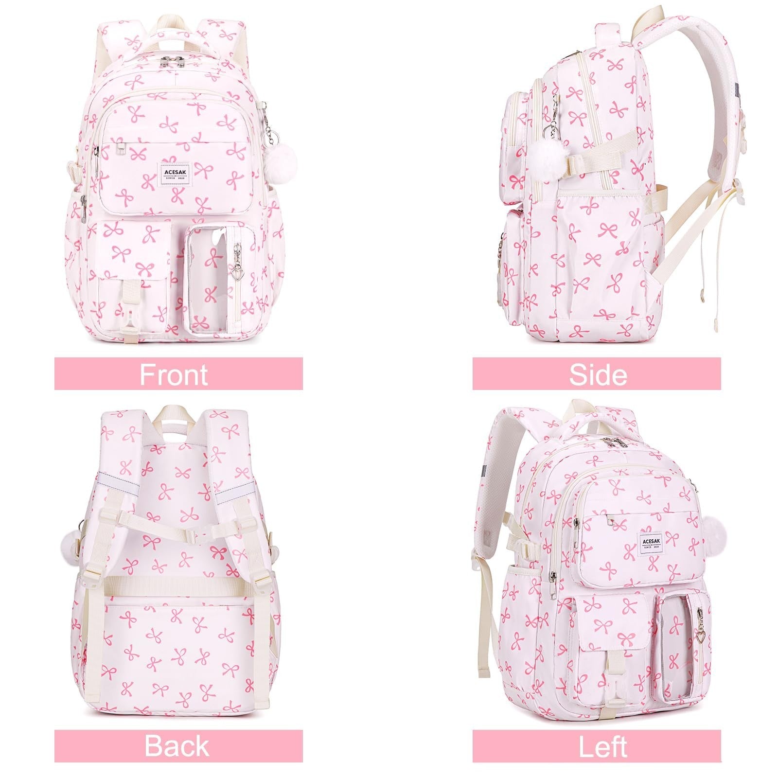Stylish Girls Backpack with Lunch Bag & Pencil Pouch   Teen Laptop Bookbag, Beig6