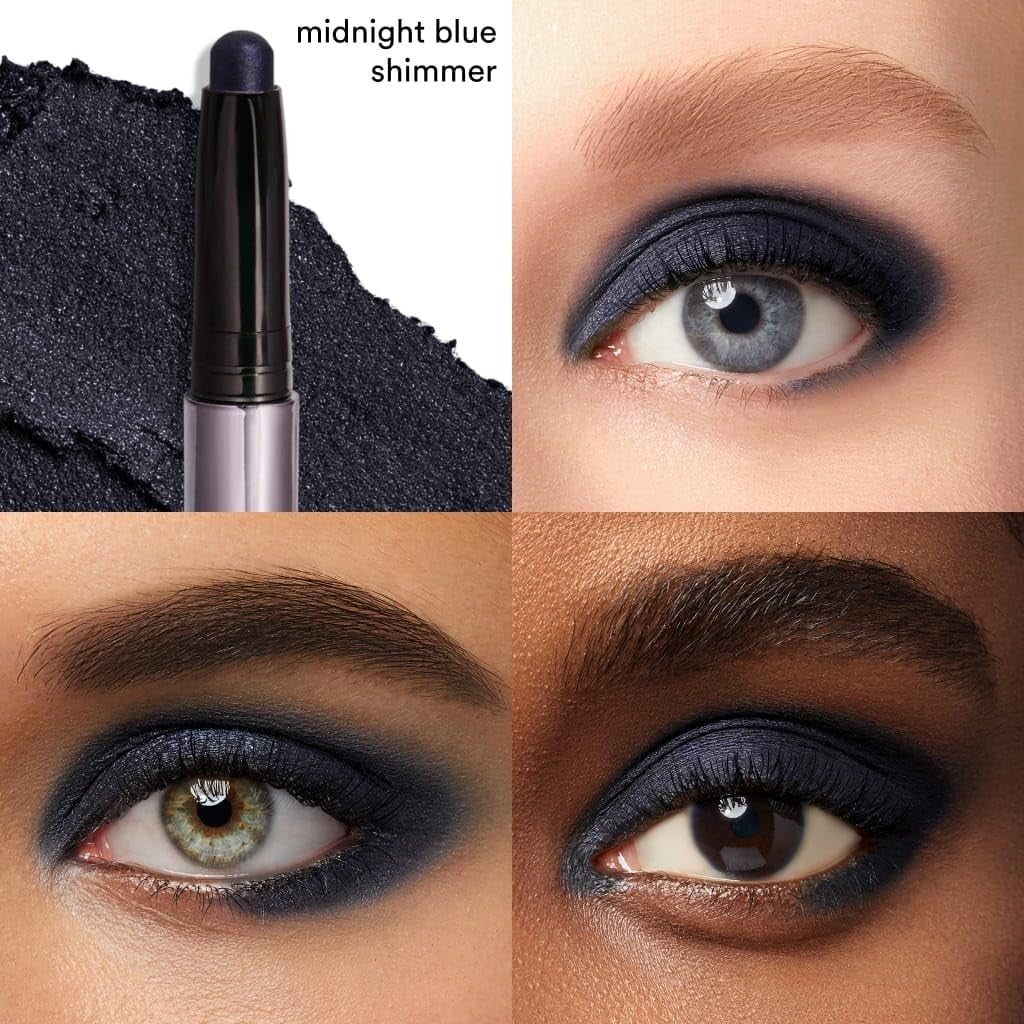 Crème-to-Powder Eyeshadow Stick - Midnight Blue Shimmer, Long-lasting & Blendabl2
