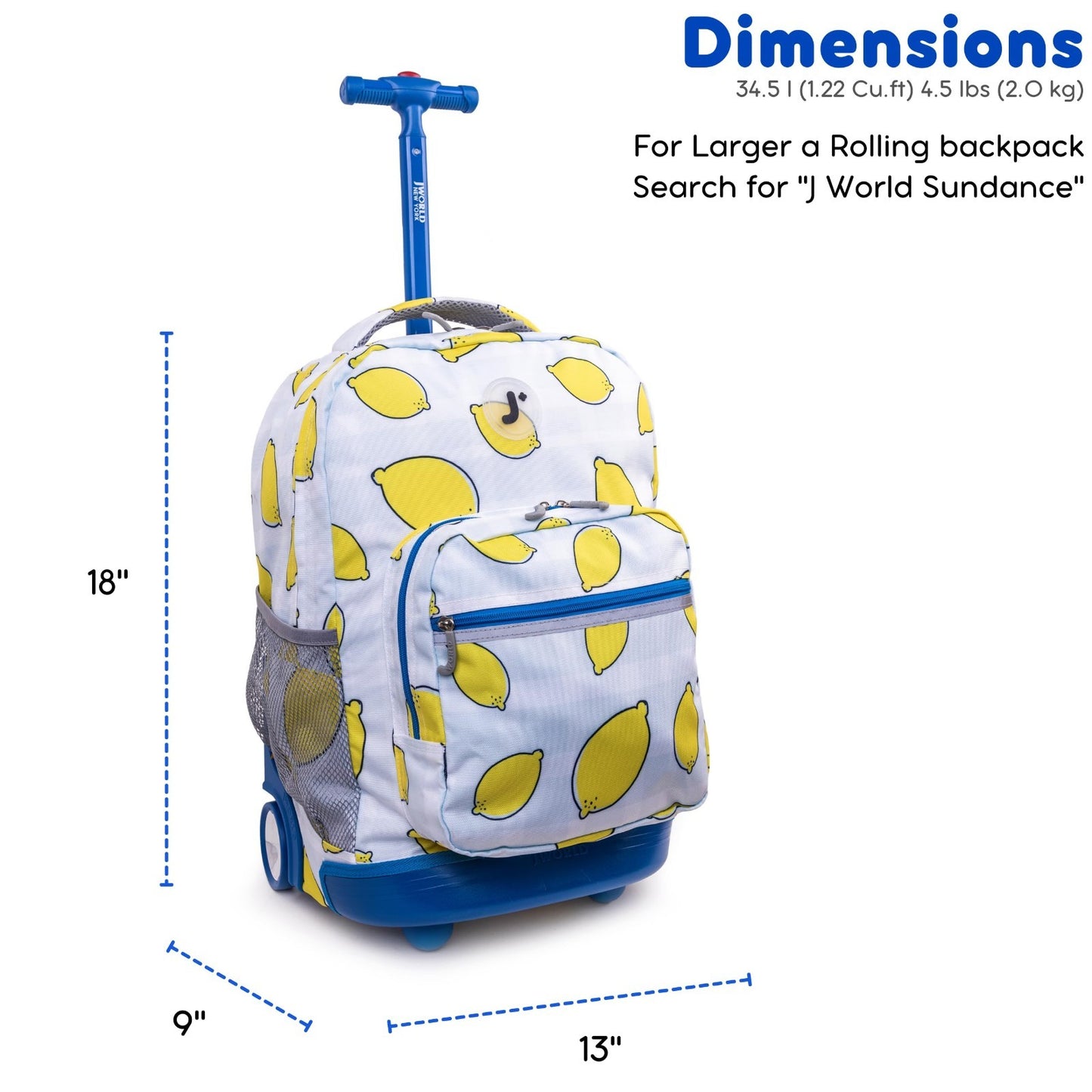Kids Rolling Backpack with Wheels, 18" School Bookbag for Girls & Boys, Lemona1