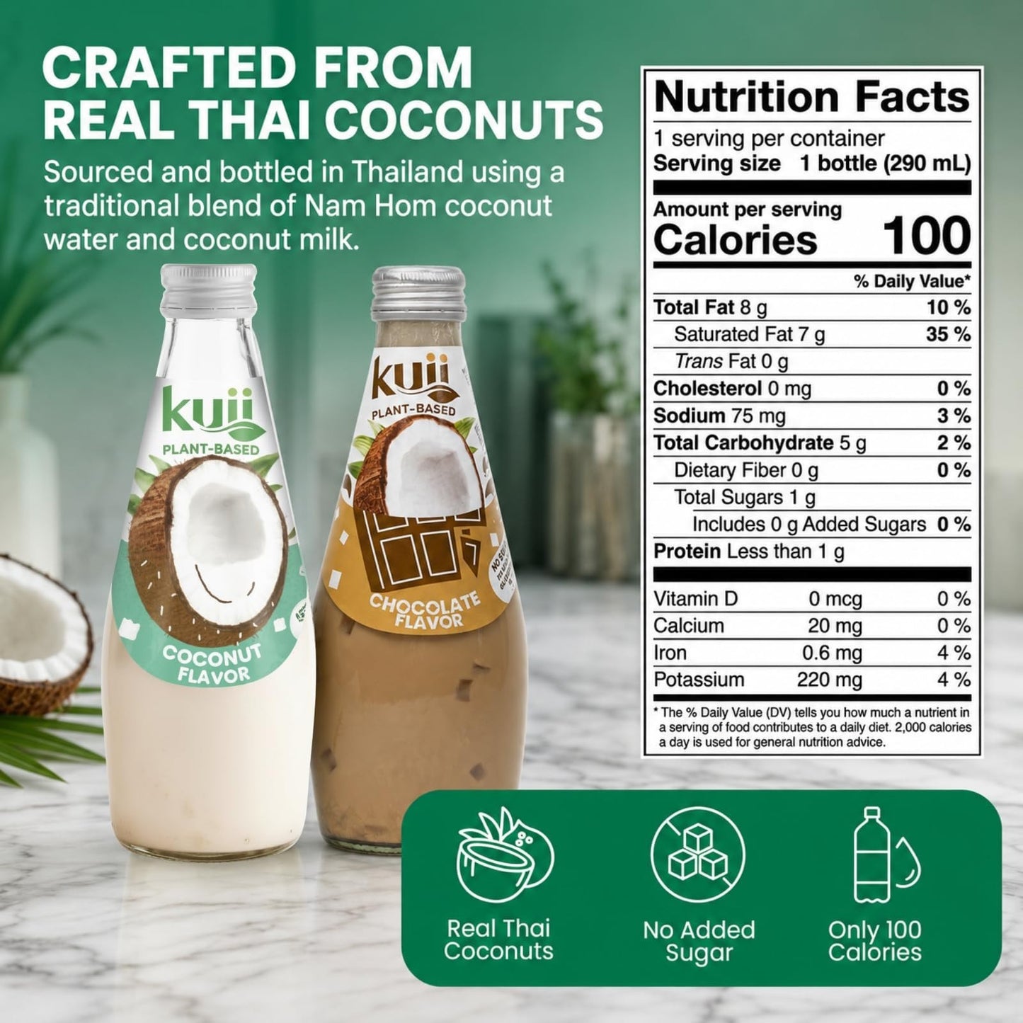 Coconut Milk Drink Variety Pack - No Sugar Added, Original & Chocolate, Nata de2