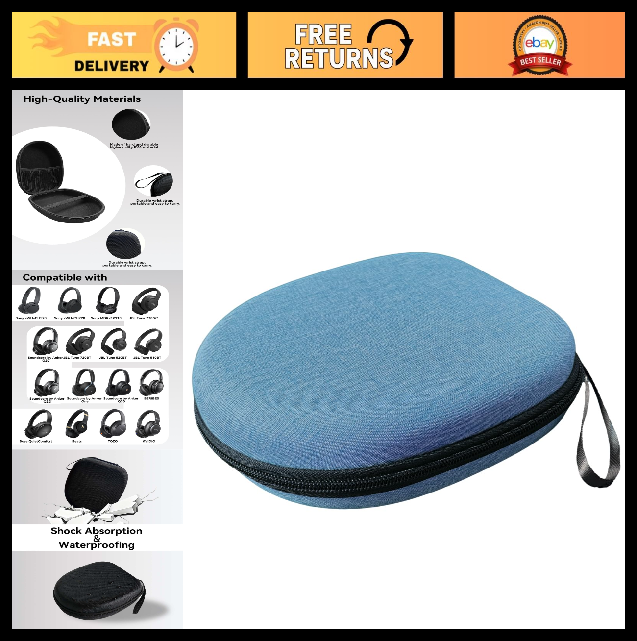 Over Ear Headphones Case for Sony, JBL, Soundcore, Skullcandy & More   Durable &0