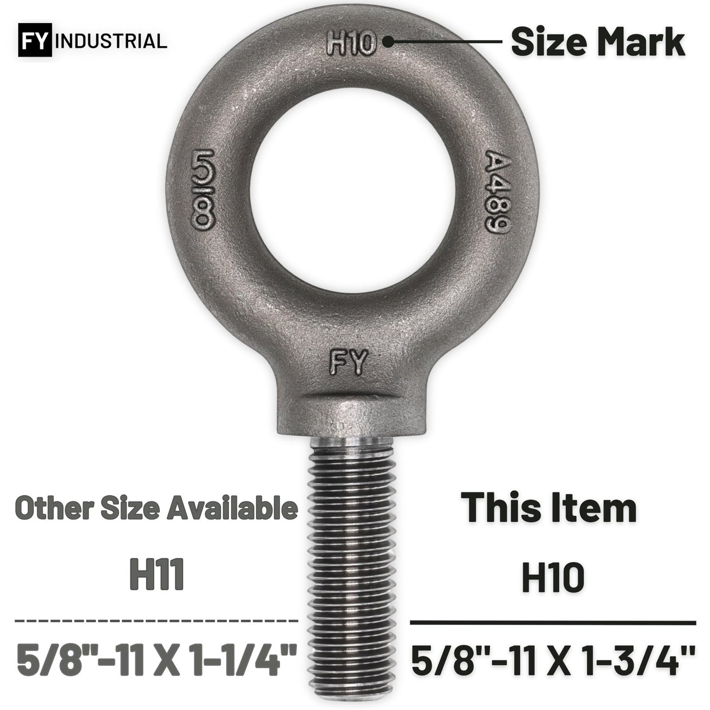 6 Pcs Lifting Shoulder Eye Bolts 5/8"-11 X 1-3/4" Heavy Duty Hardware Fasteners4