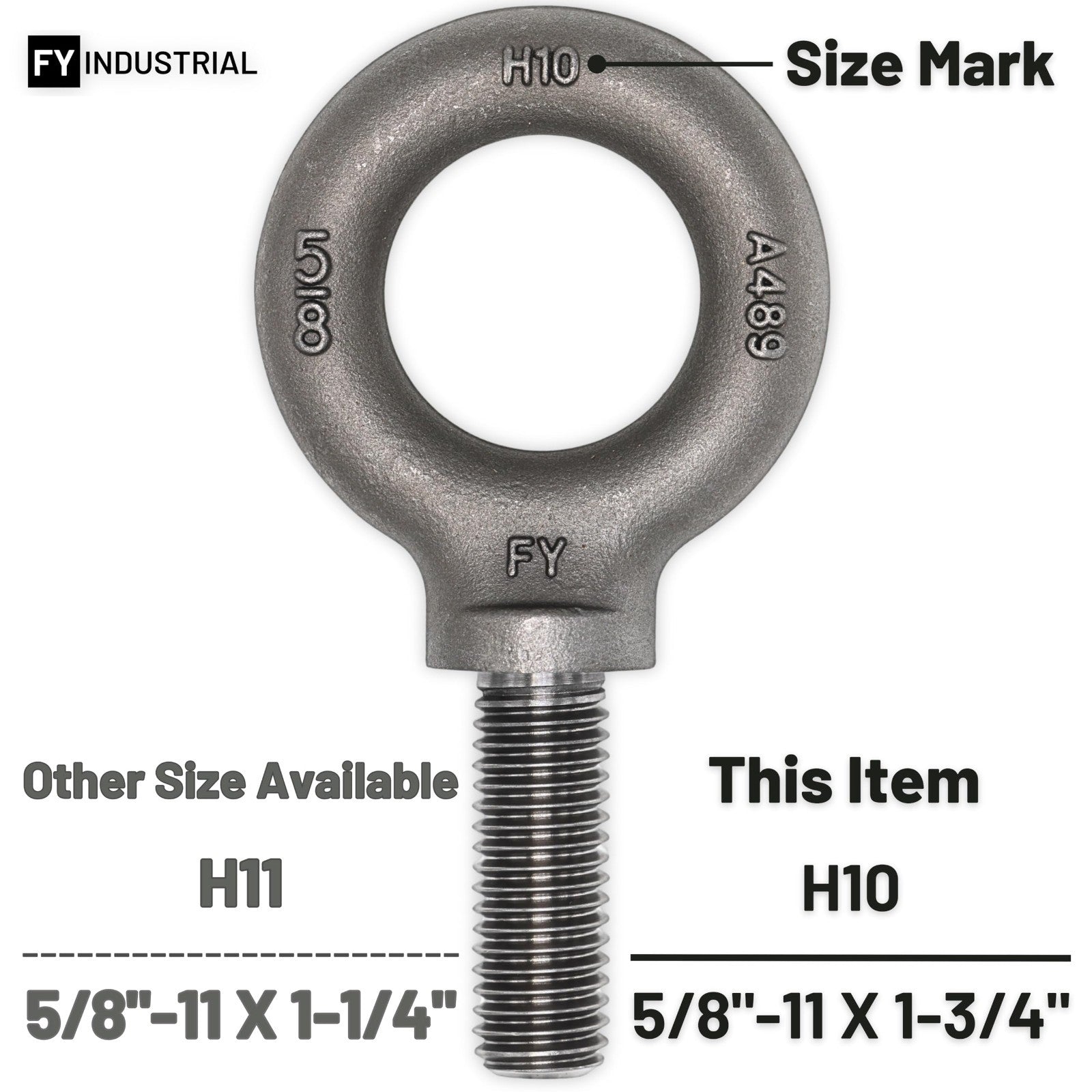 6 Pcs Lifting Shoulder Eye Bolts 5/8"-11 X 1-3/4" Heavy Duty Hardware Fasteners4