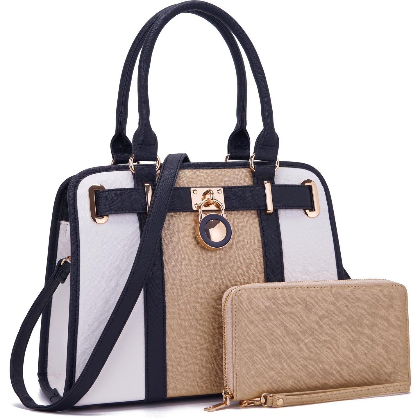 Stylish Structured Satchel Tote Handbag Set for Women with RFID Wallet - Fashion8