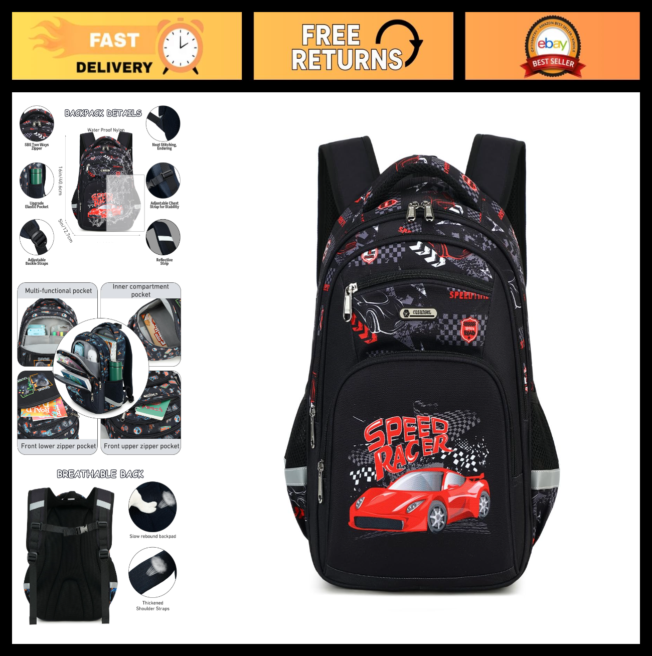 Kids School Backpack with Lunch Bag for Girls, Large Capacity Bookbag, Nylon Day0