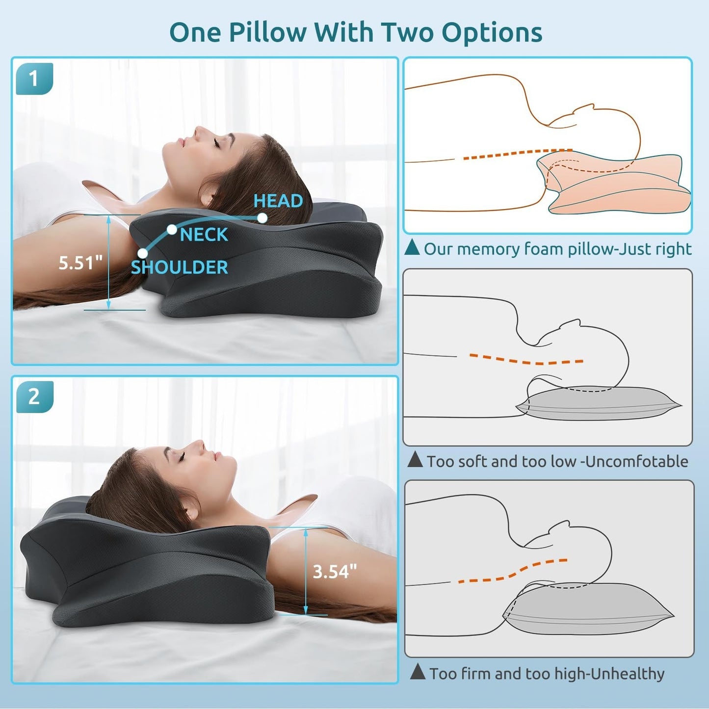 Cervical Pillow for Neck & Shoulder Pain Relief, Cooling Memory Foam, Ergonomic5