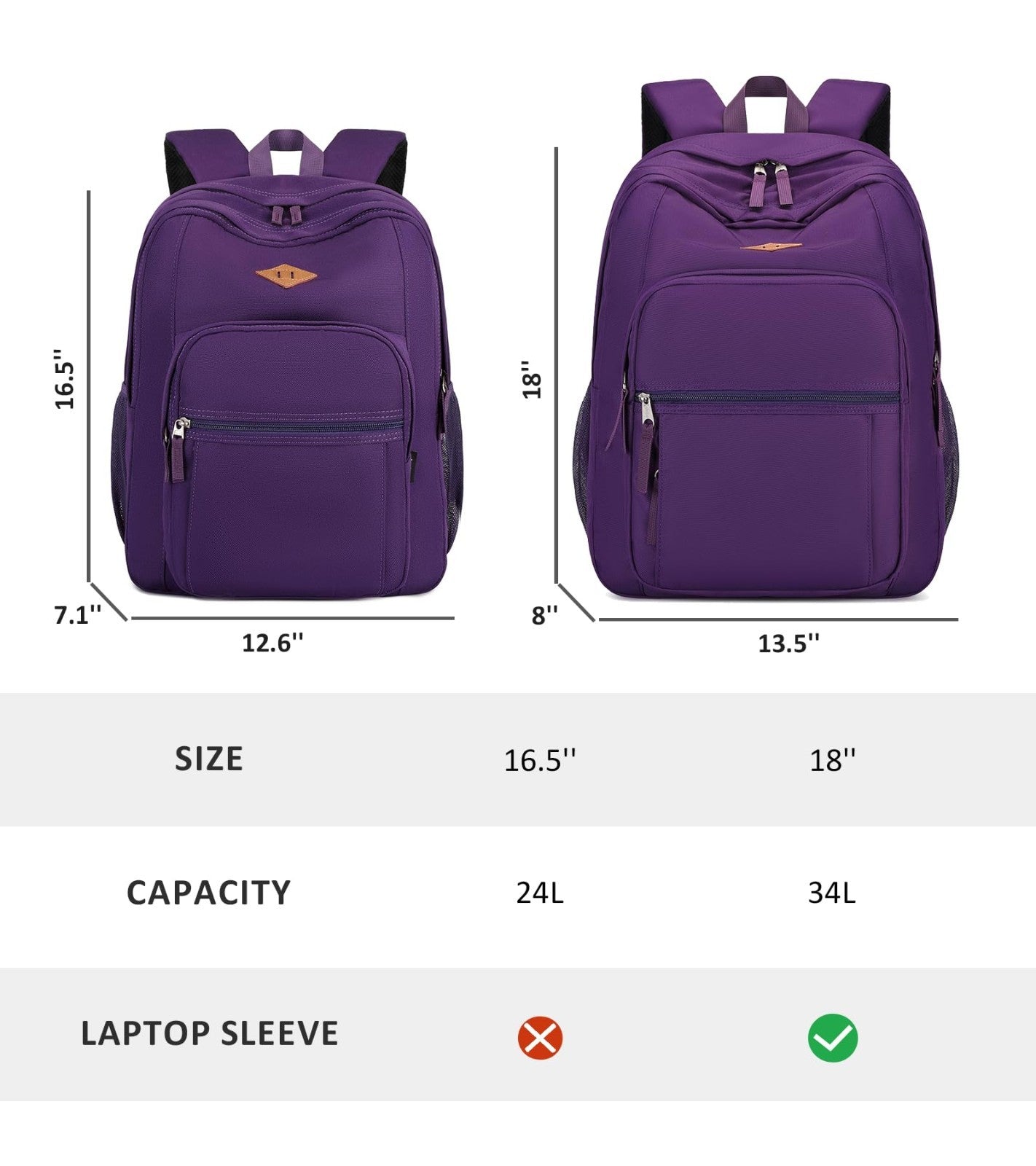 Solid Color Water Resistant Backpack for Girls & Women   School & College Bag (P6